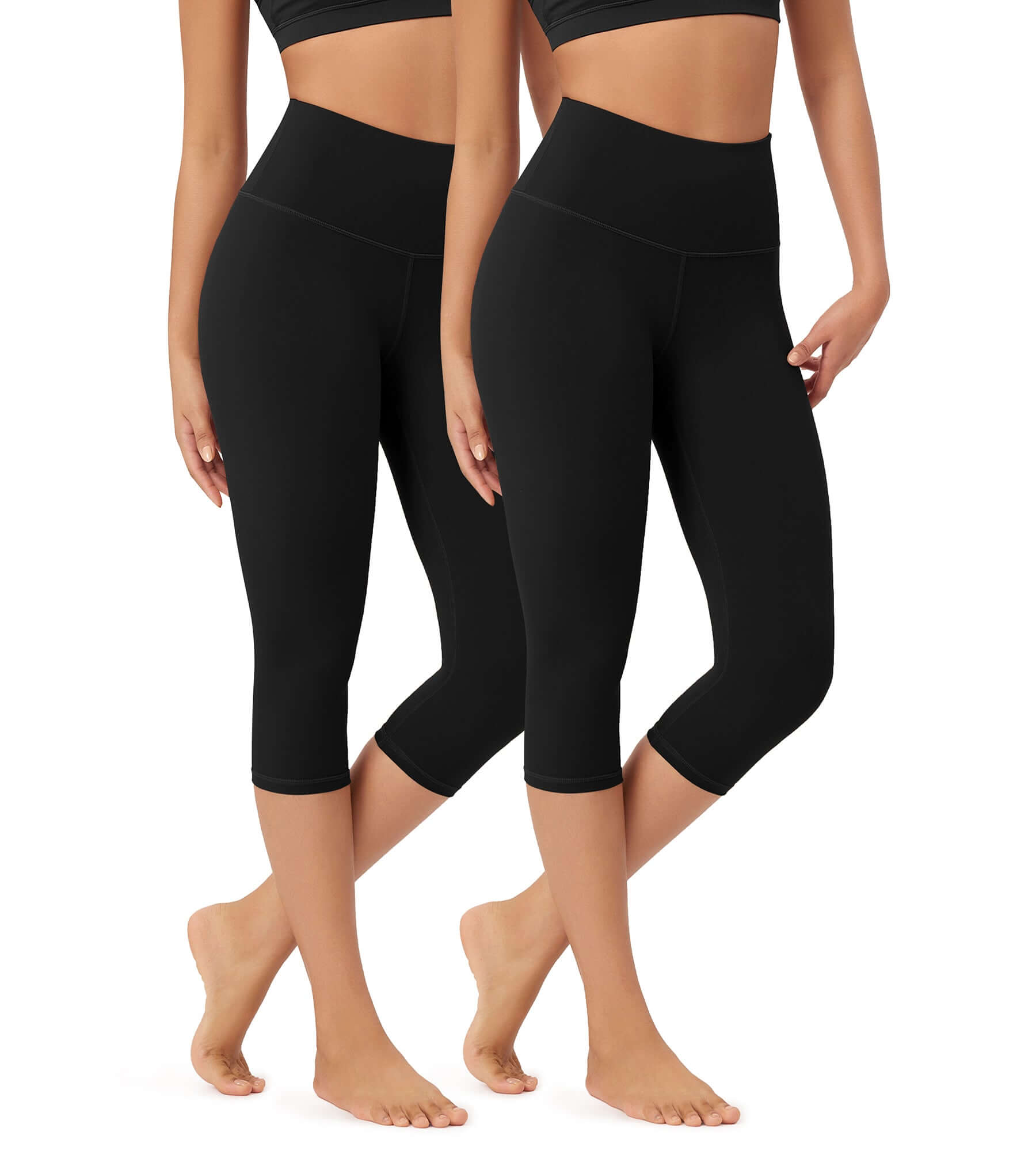ODLEX 2-Pack 19 High Waist Knee Length Workout Athletic Running Capris Leggings - ododos