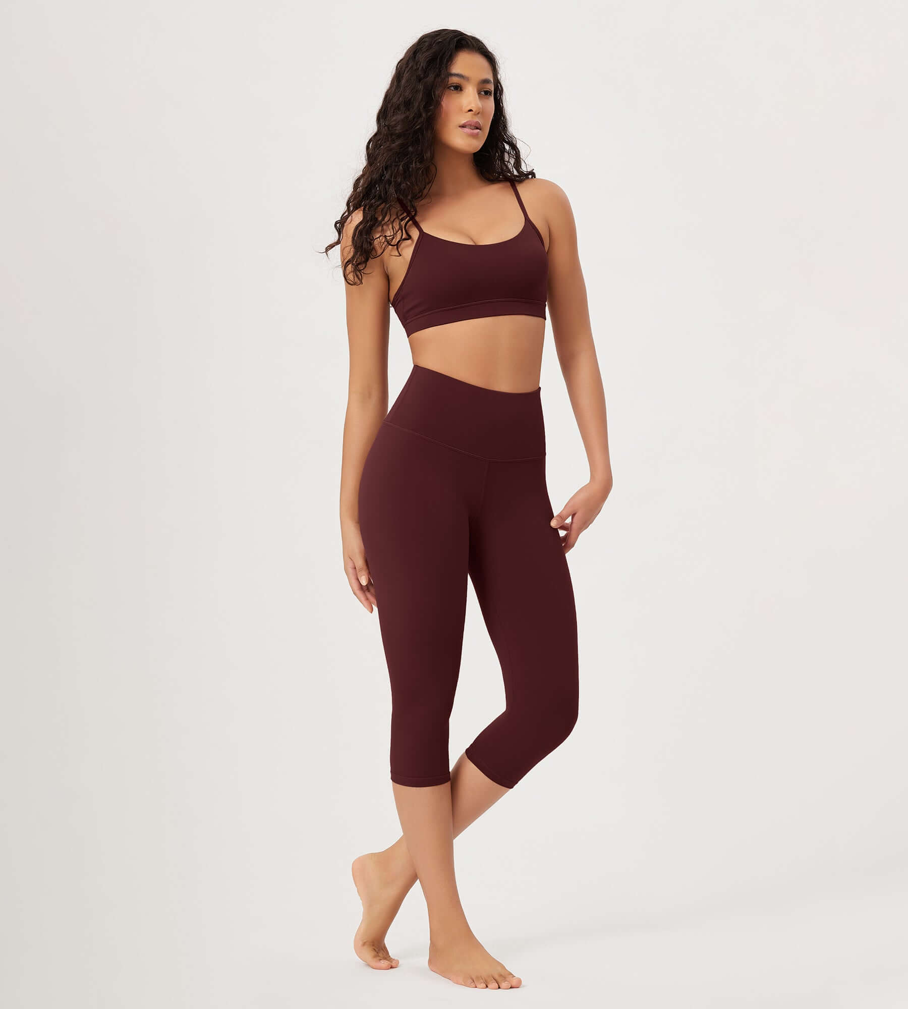 ODLEX 2-Pack 19 High Waist Knee Length Workout Athletic Running Capris Leggings - ododos