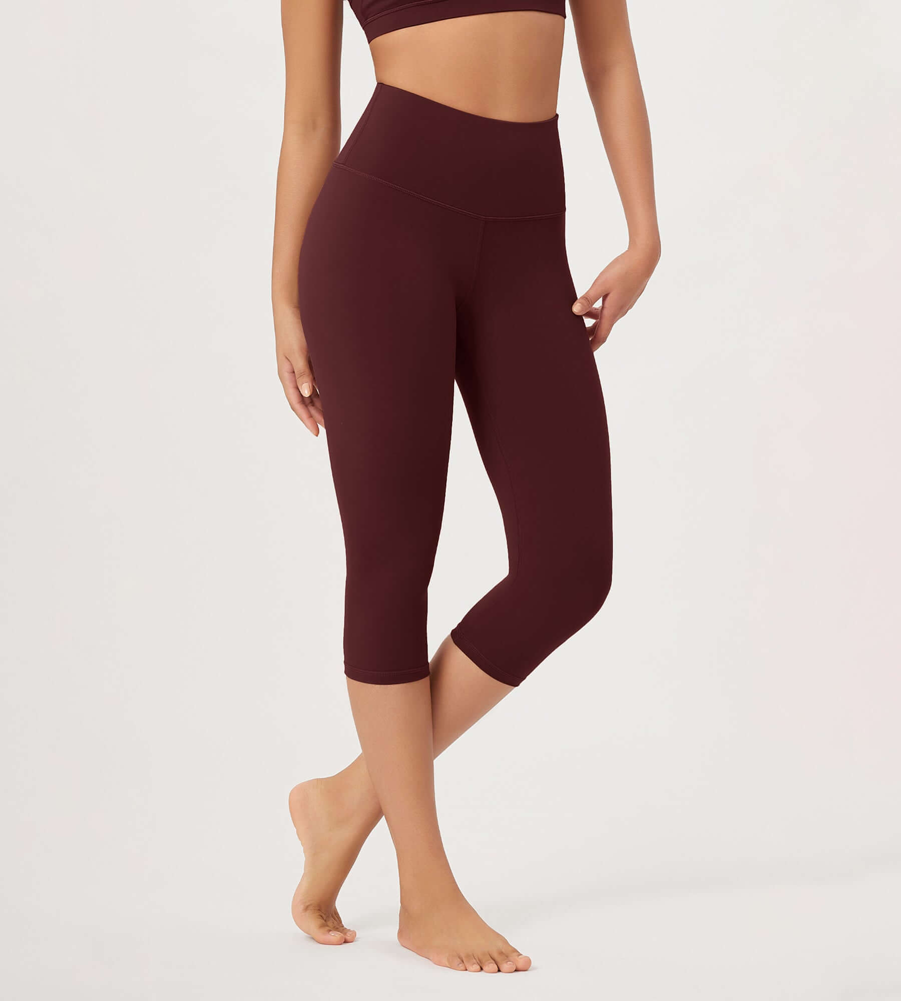 ODLEX 2-Pack 19 High Waist Knee Length Workout Athletic Running Capris Leggings - ododos