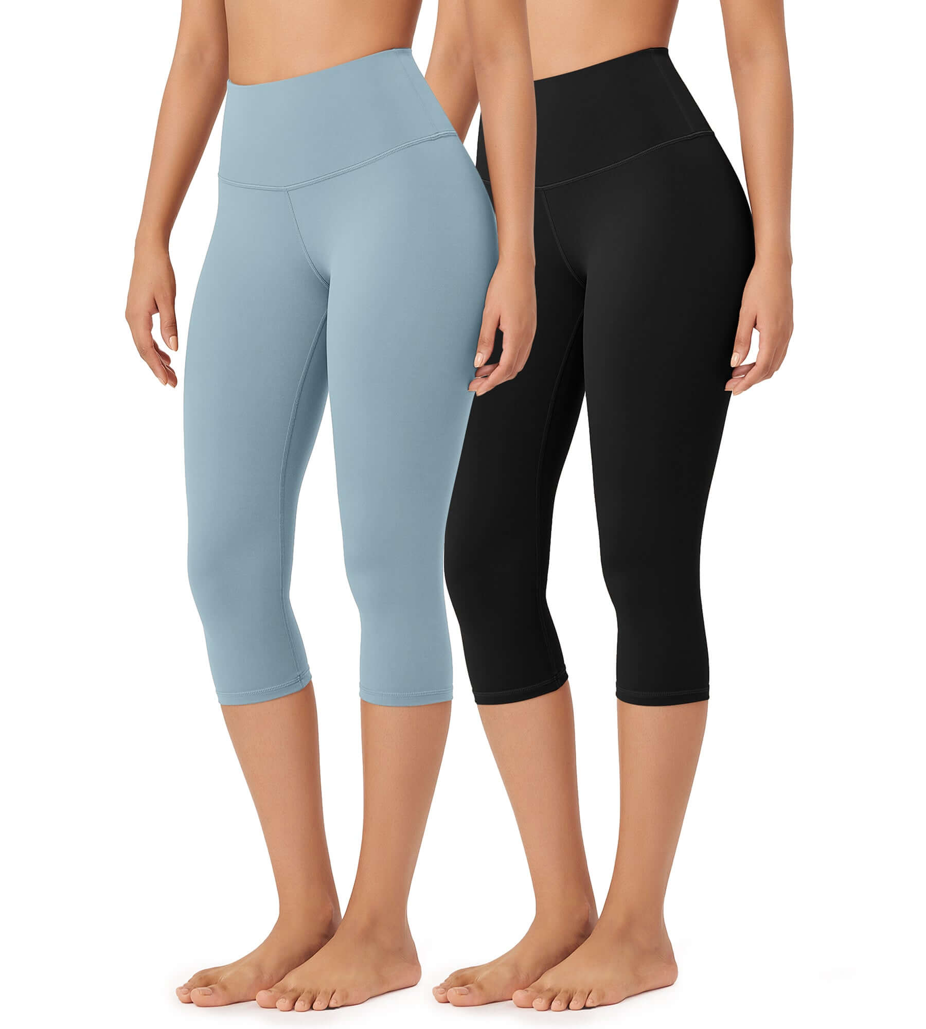 ODLEX 2-Pack 19" High Waist Knee Length Workout Athletic Running Capris Leggings - ododos