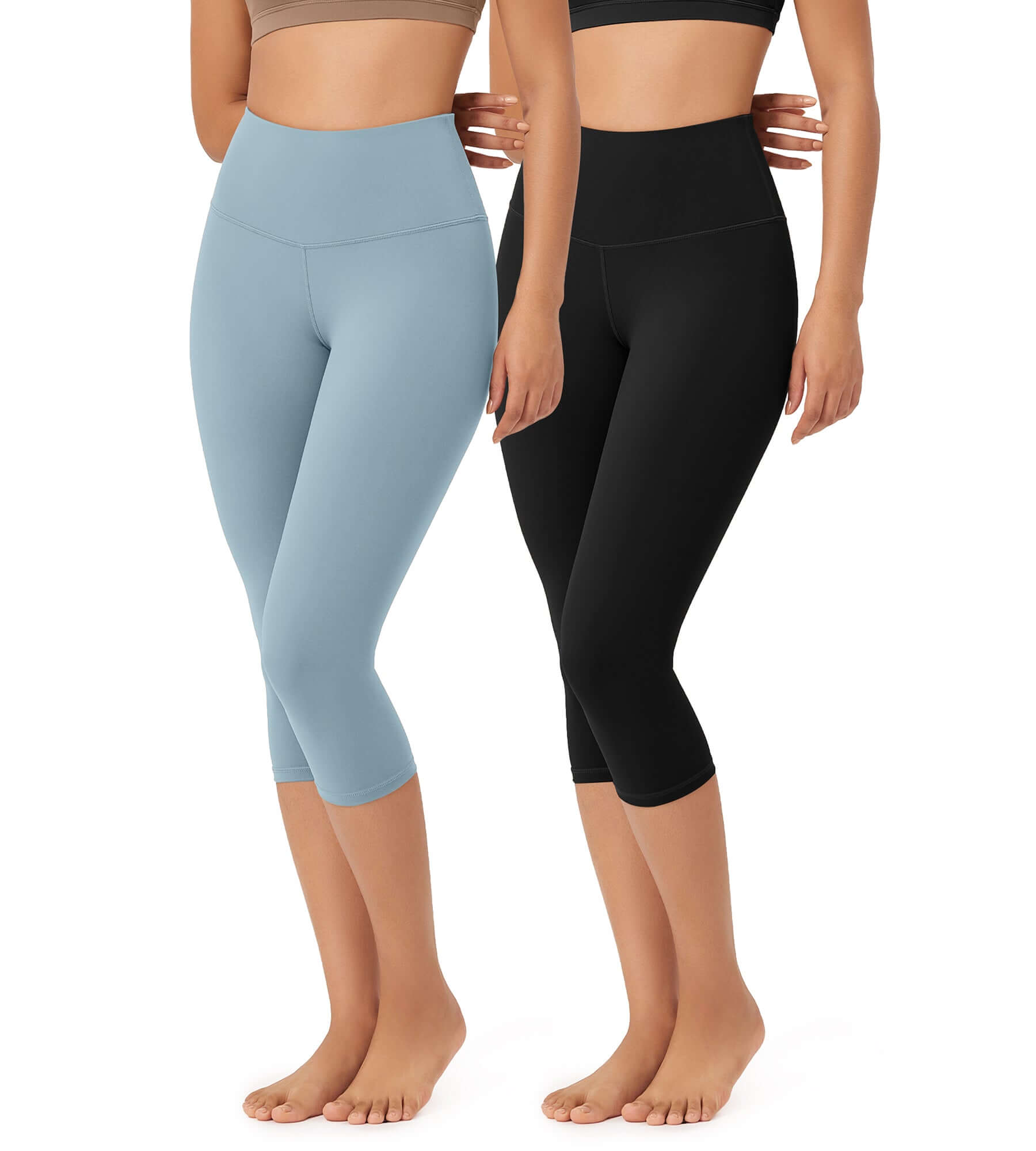 ODLEX 2-Pack 19 High Waist Knee Length Workout Athletic Running Capris Leggings - ododos