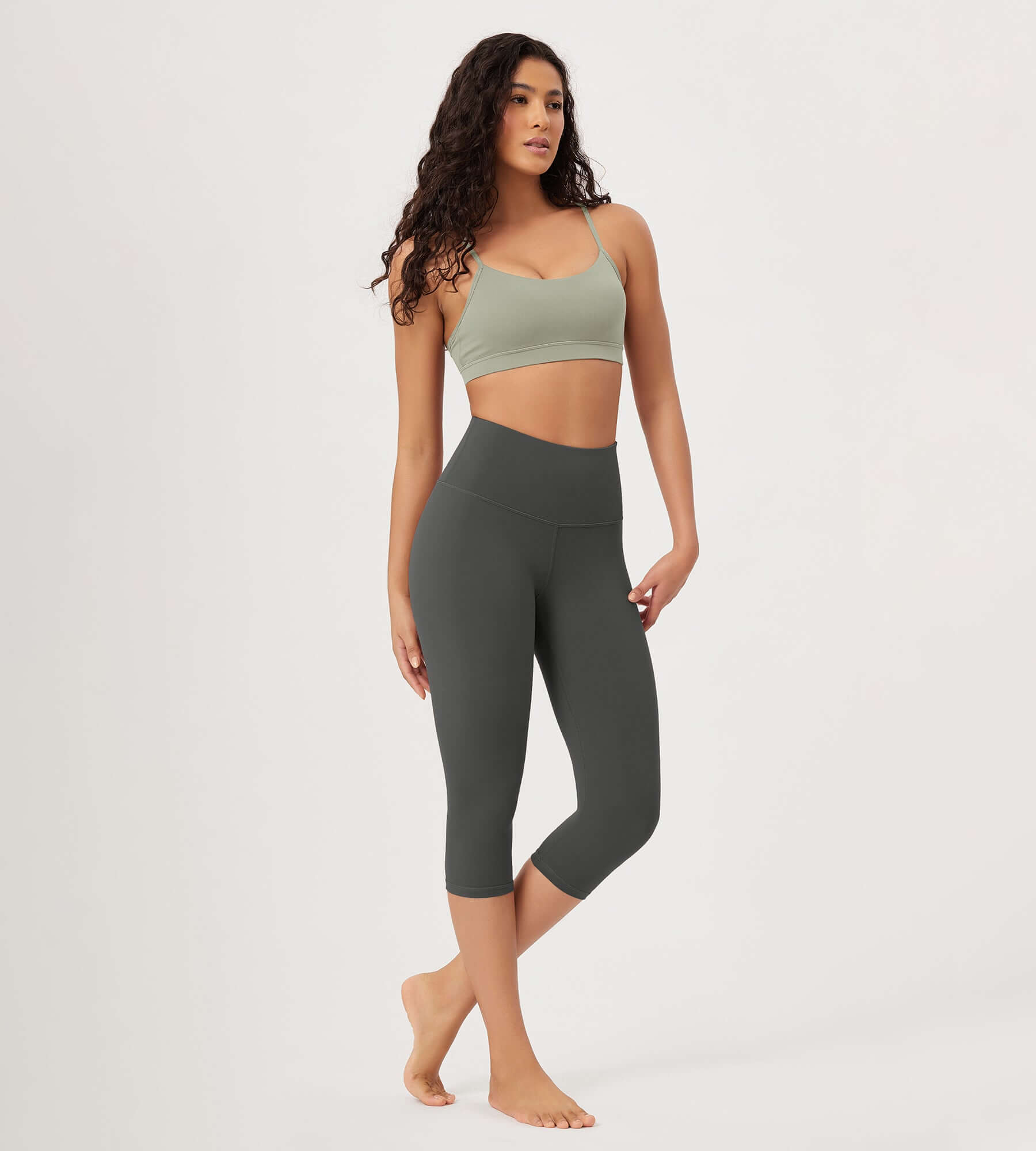 ODLEX 2-Pack 19 High Waist Knee Length Workout Athletic Running Capris Leggings - ododos