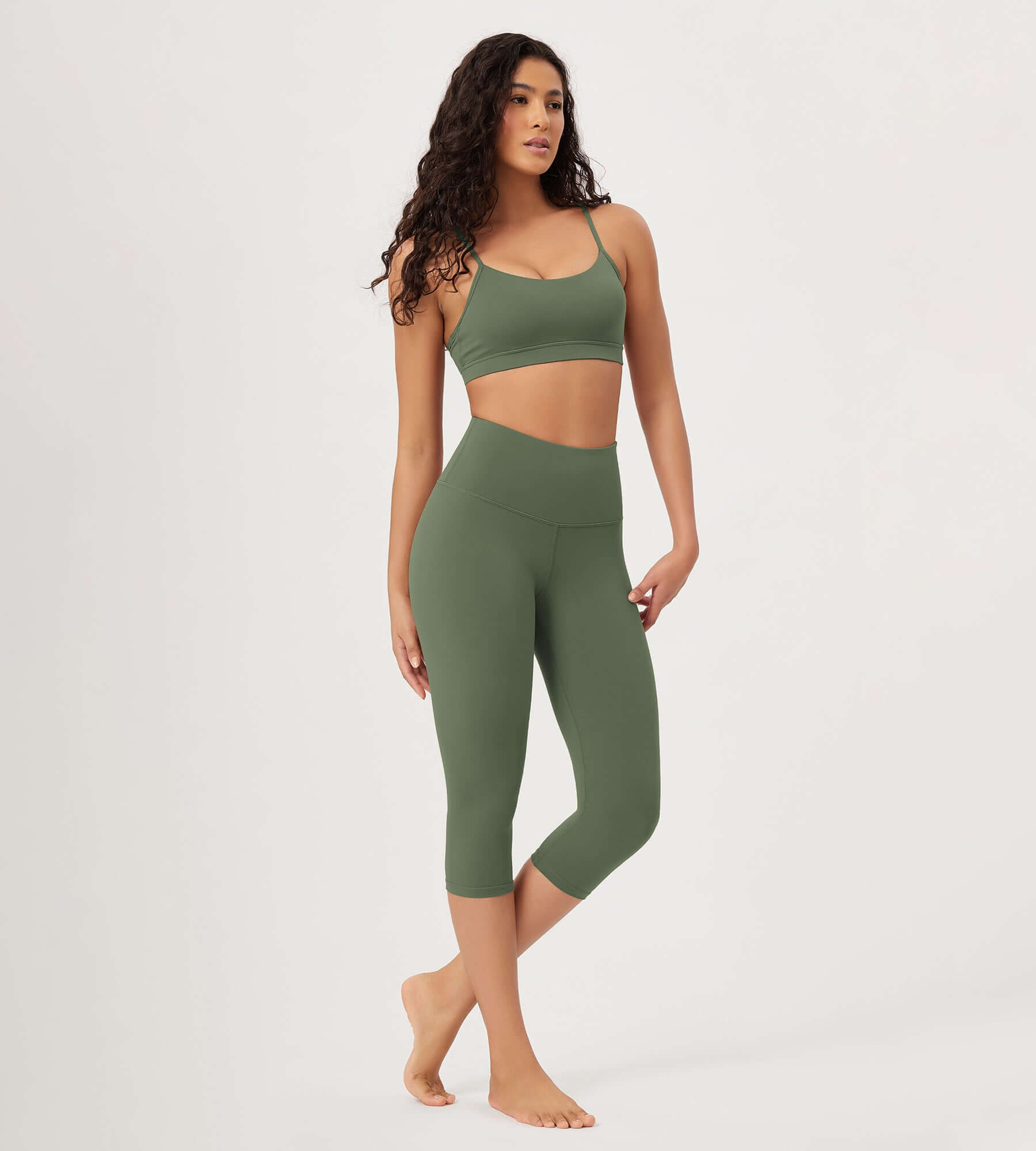 ODLEX 2-Pack 19 High Waist Knee Length Workout Athletic Running Capris Leggings - ododos