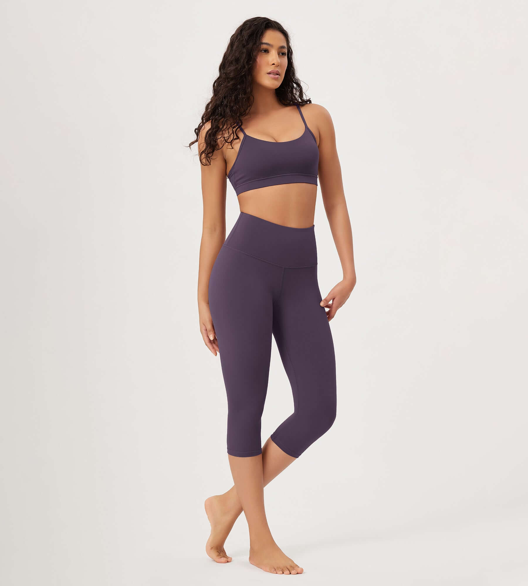 ODLEX 2-Pack 19 High Waist Knee Length Workout Athletic Running Capris Leggings - ododos