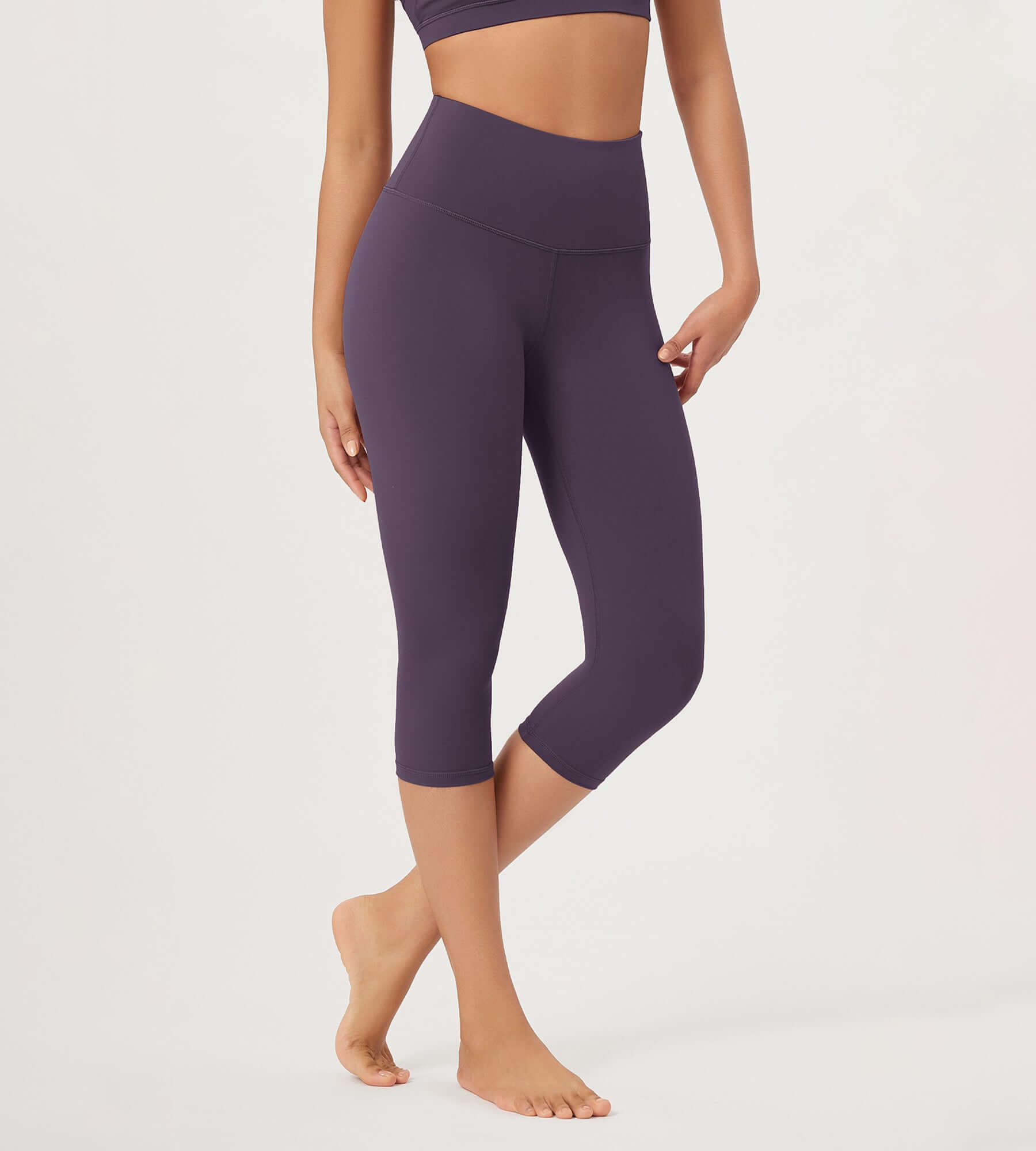 ODLEX 2-Pack 19 High Waist Knee Length Workout Athletic Running Capris Leggings - ododos