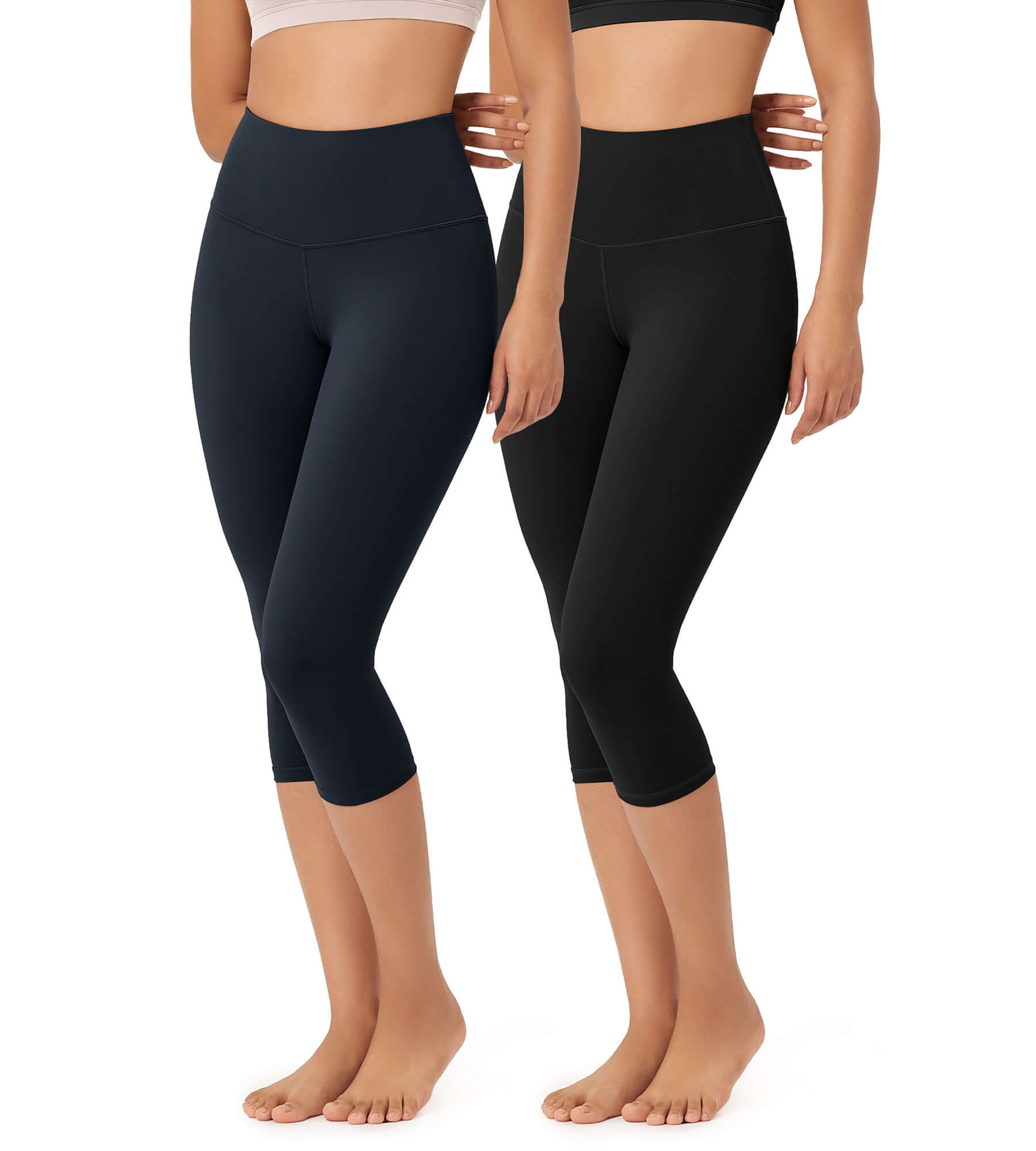 ODLEX 2-Pack 19" High Waist Knee Length Workout Athletic Running Capris Leggings - ododos