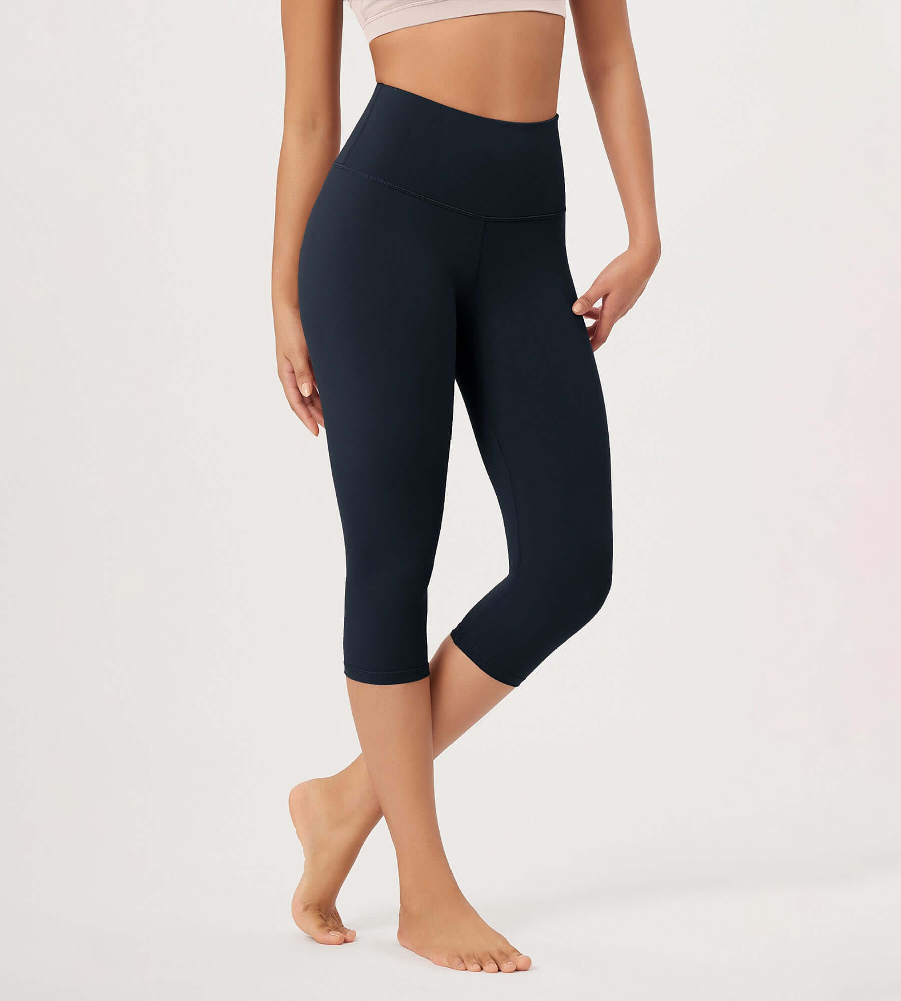 ODLEX 2-Pack 19 High Waist Knee Length Workout Athletic Running Capris Leggings - ododos