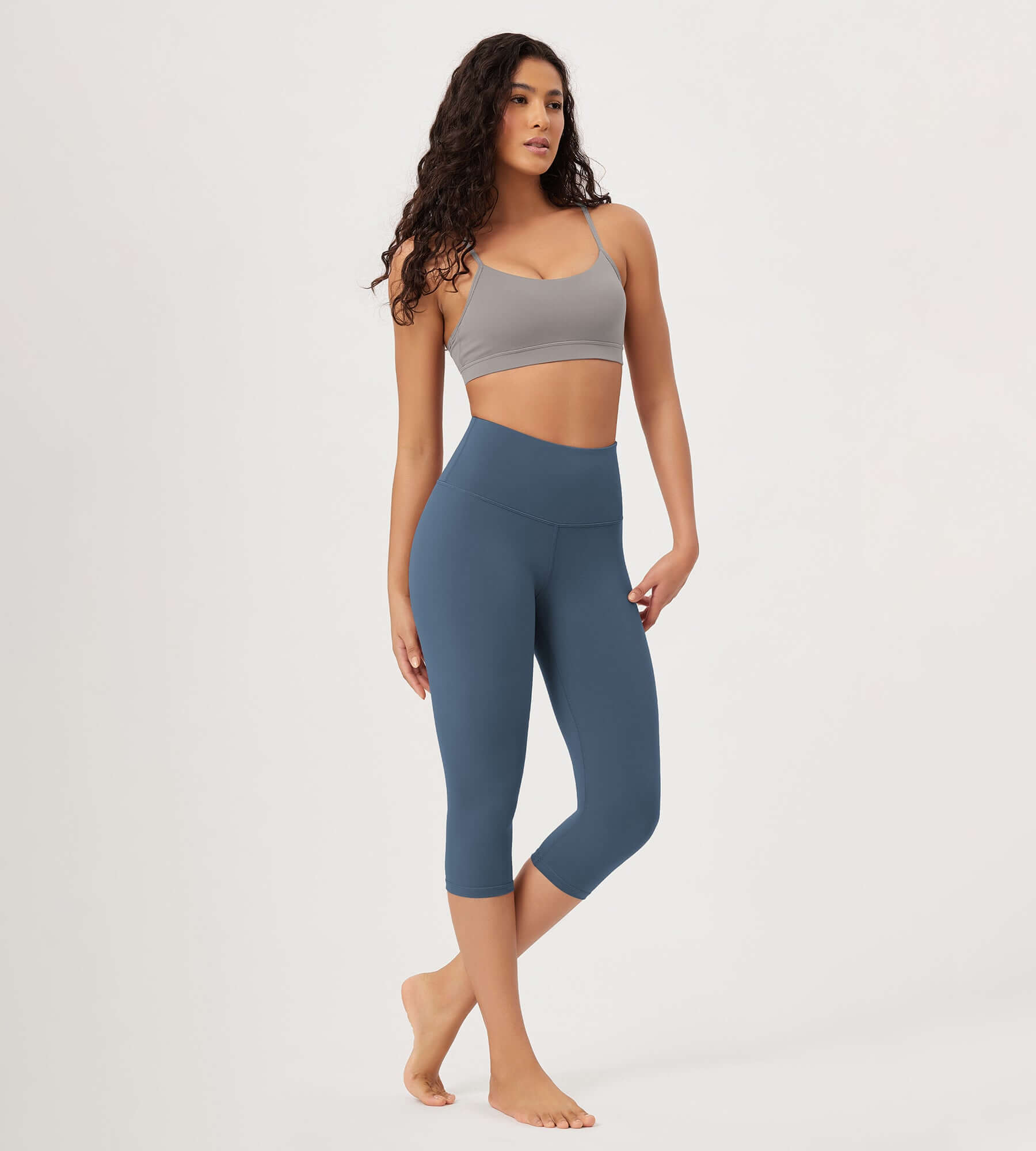 ODLEX 2-Pack 19 High Waist Knee Length Workout Athletic Running Capris Leggings - ododos