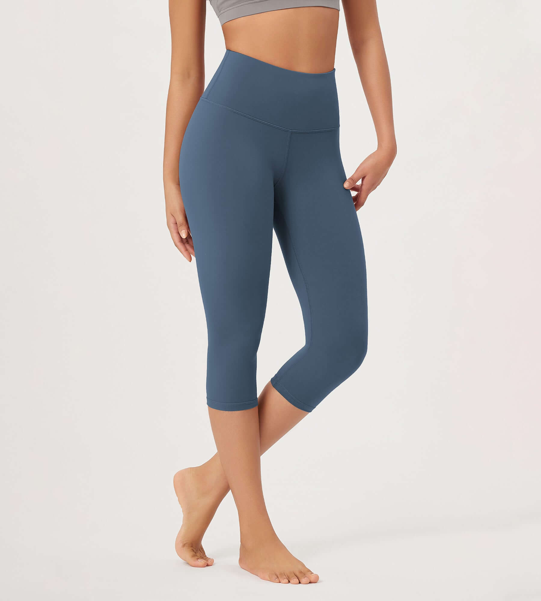 ODLEX 2-Pack 19 High Waist Knee Length Workout Athletic Running Capris Leggings - ododos