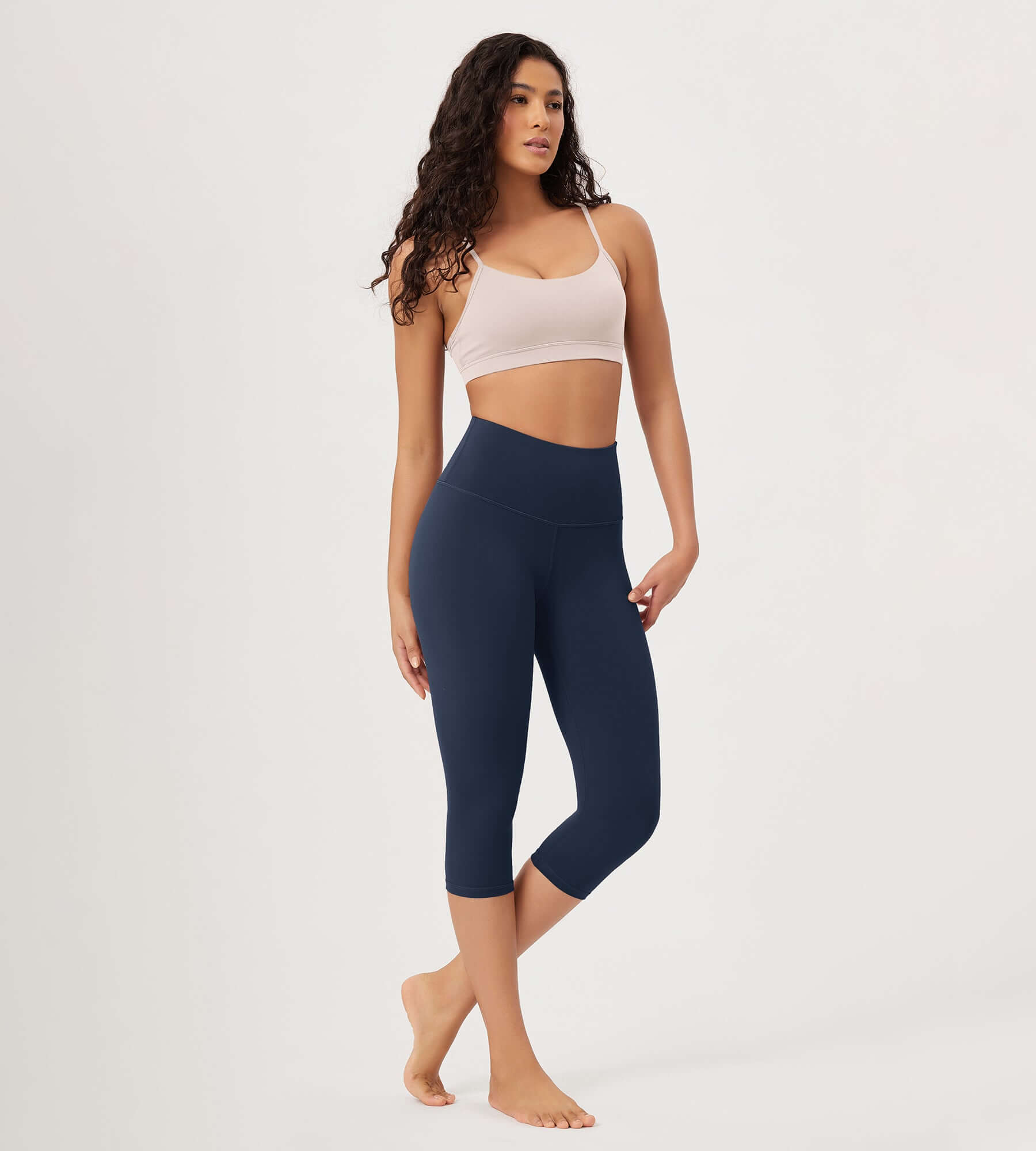 ODLEX 2-Pack 19 High Waist Knee Length Workout Athletic Running Capris Leggings - ododos