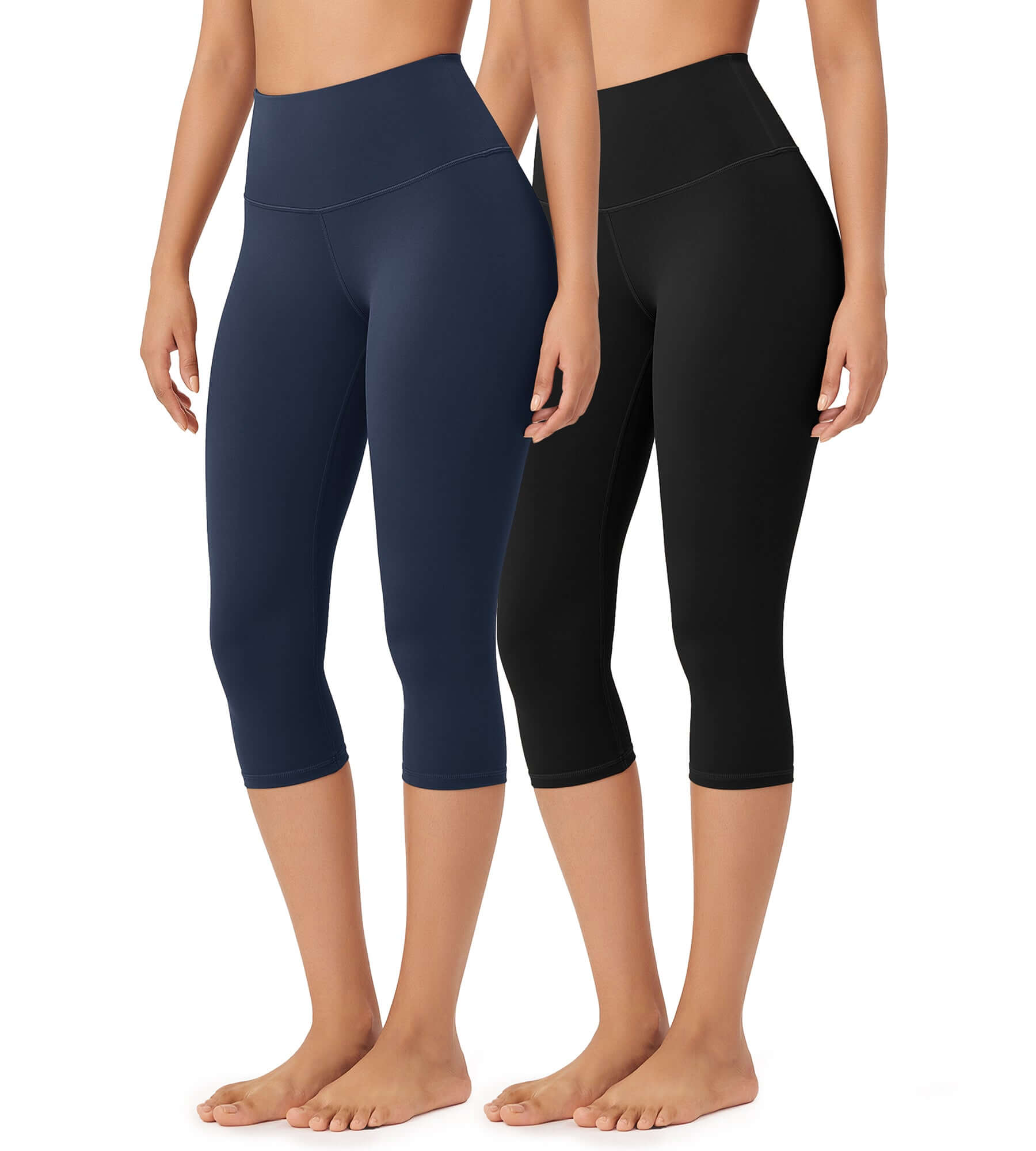ODLEX 2-Pack 19 High Waist Knee Length Workout Athletic Running Capris Leggings - ododos