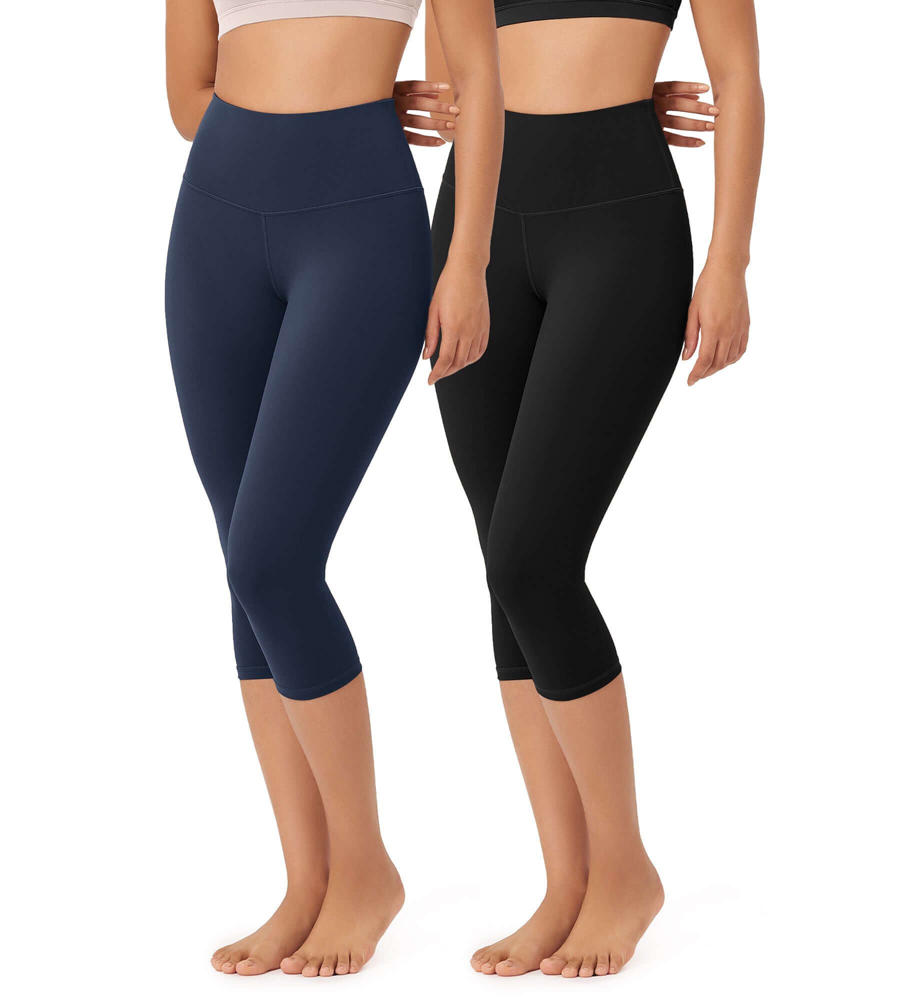 ODLEX 2-Pack 19 High Waist Knee Length Workout Athletic Running Capris Leggings - ododos