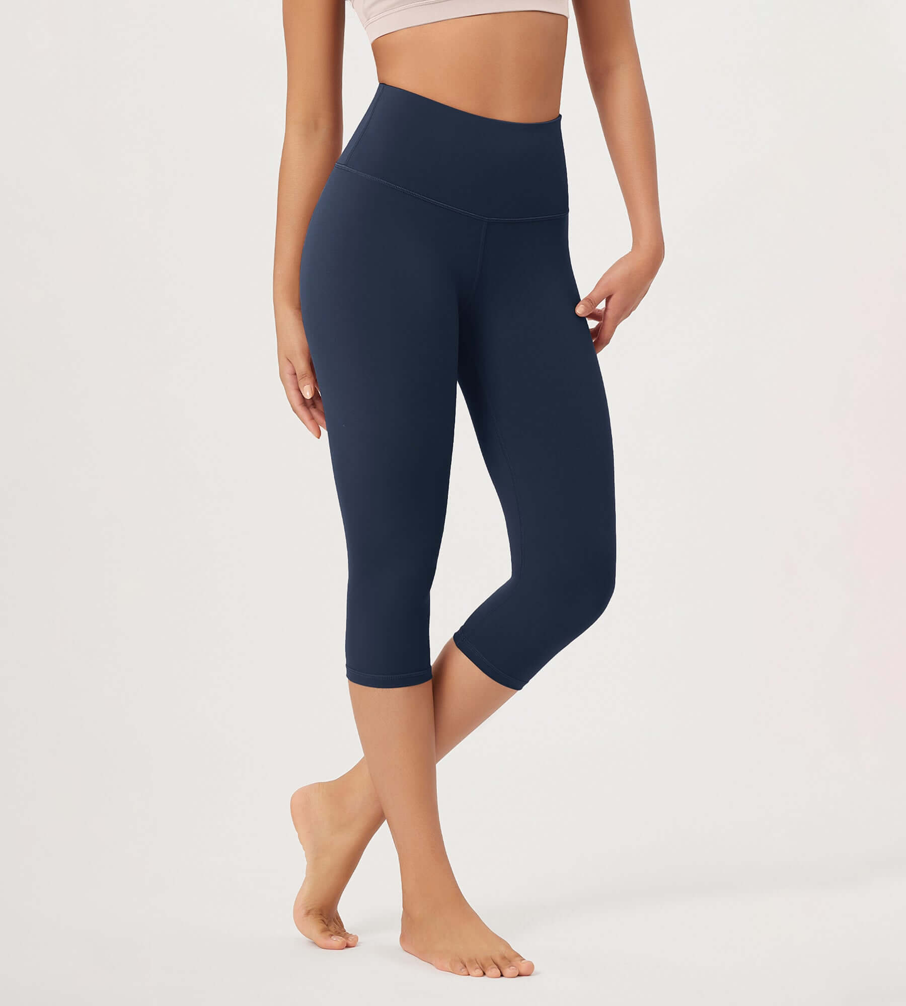 ODLEX 2-Pack 19 High Waist Knee Length Workout Athletic Running Capris Leggings - ododos