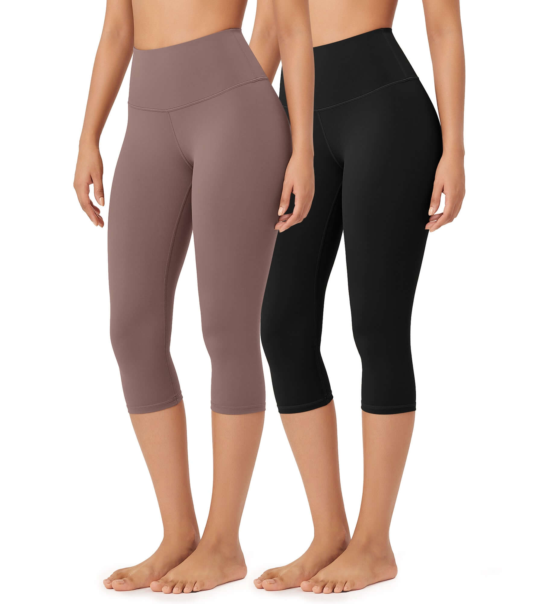 ODLEX 2-Pack 19 High Waist Knee Length Workout Athletic Running Capris Leggings - ododos