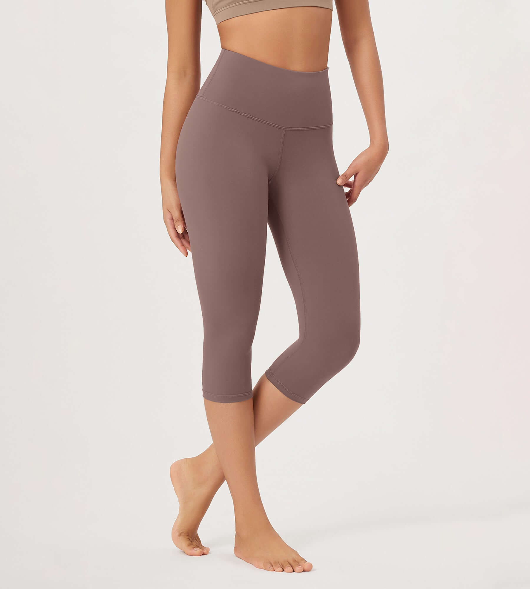 ODLEX 2-Pack 19 High Waist Knee Length Workout Athletic Running Capris Leggings - ododos