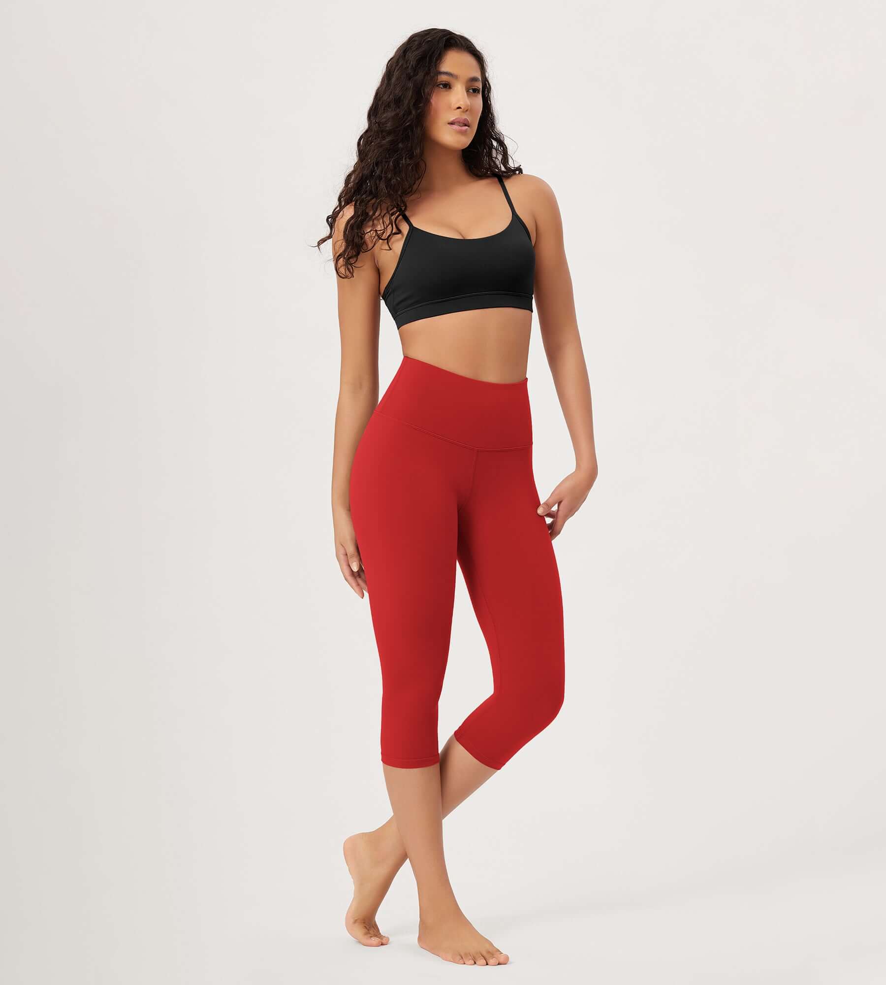 ODLEX 2-Pack 19 High Waist Knee Length Workout Athletic Running Capris Leggings - ododos