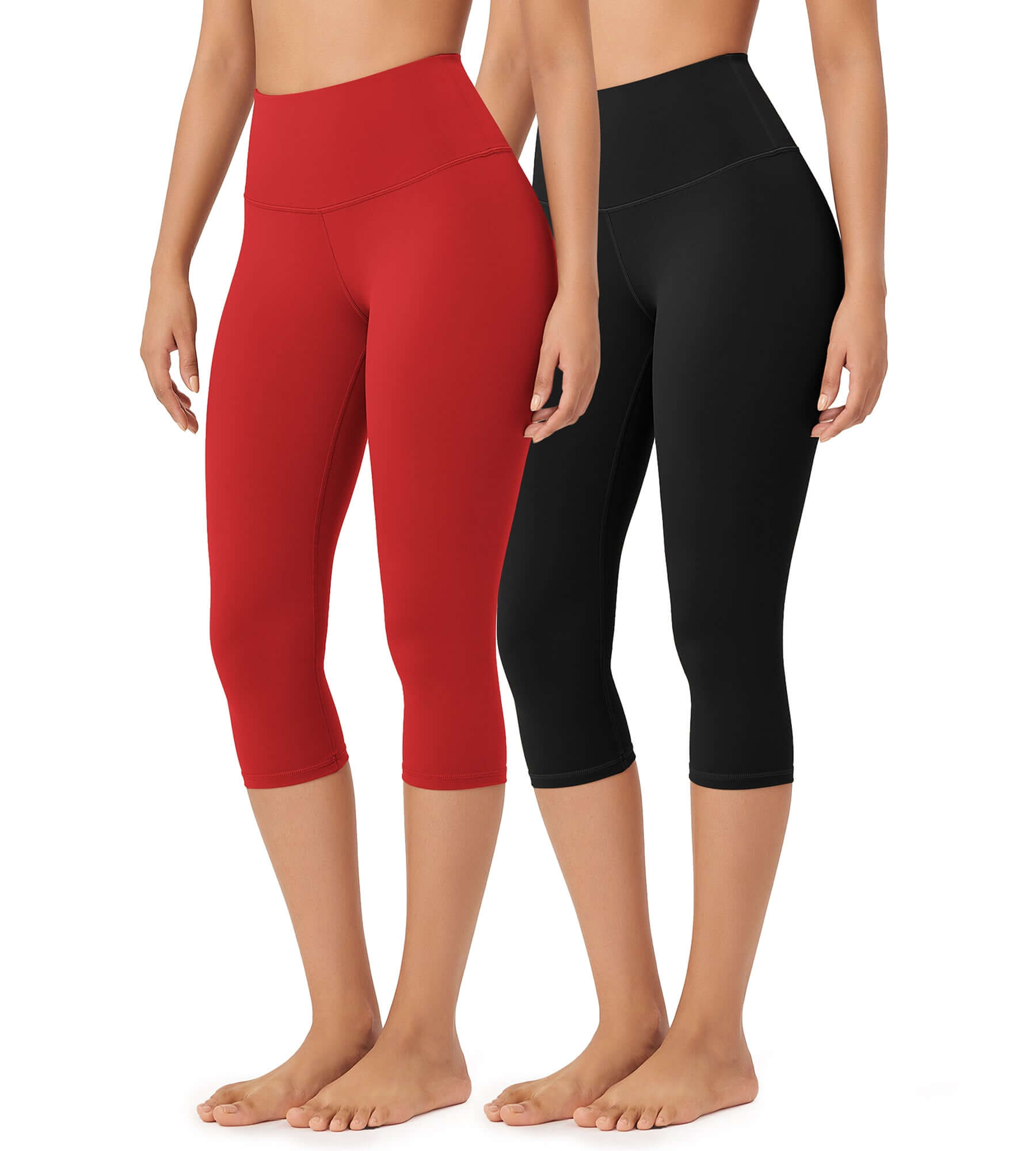 ODLEX 2-Pack 19 High Waist Knee Length Workout Athletic Running Capris Leggings - ododos