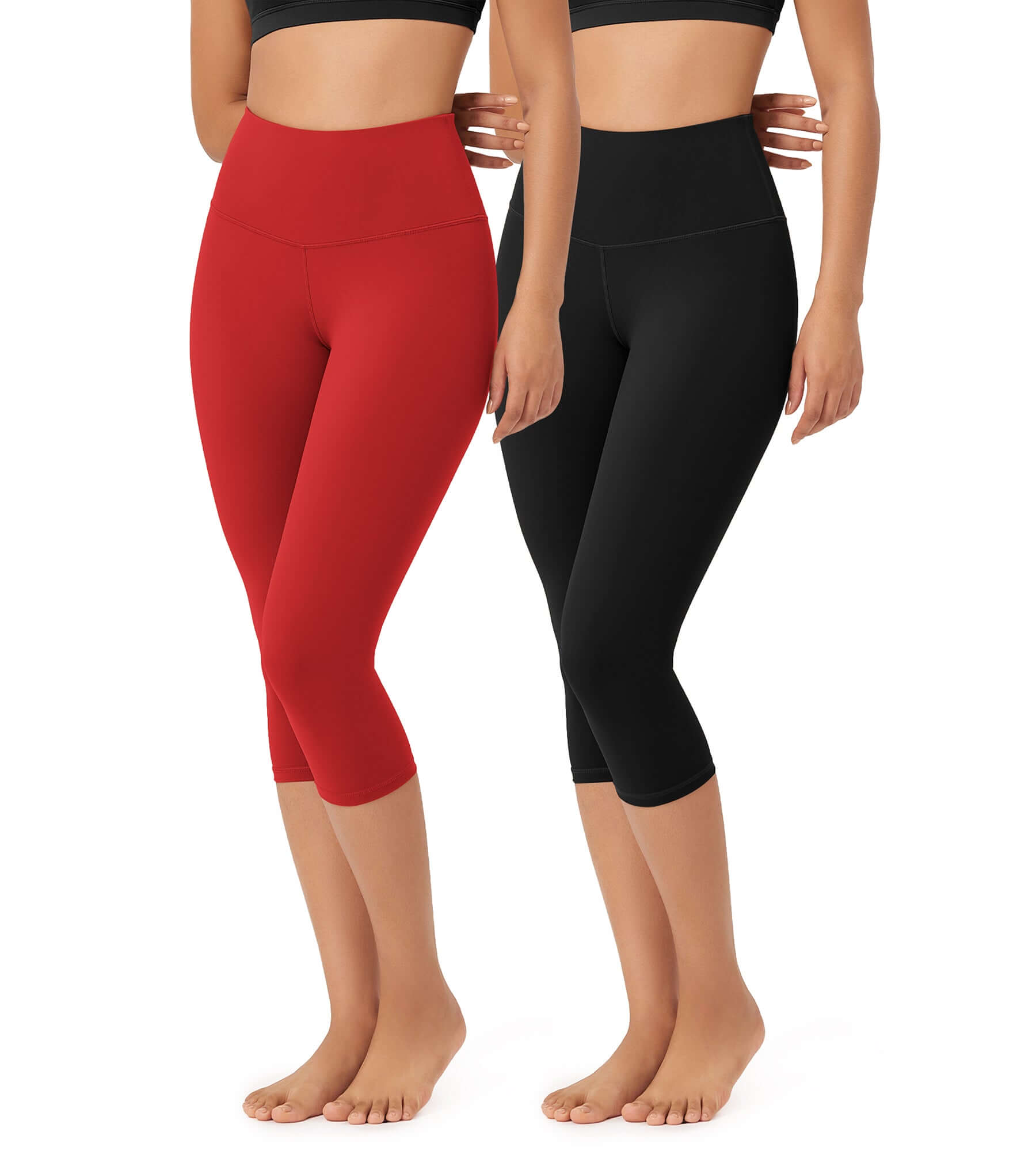ODLEX 2-Pack 19 High Waist Knee Length Workout Athletic Running Capris Leggings - ododos