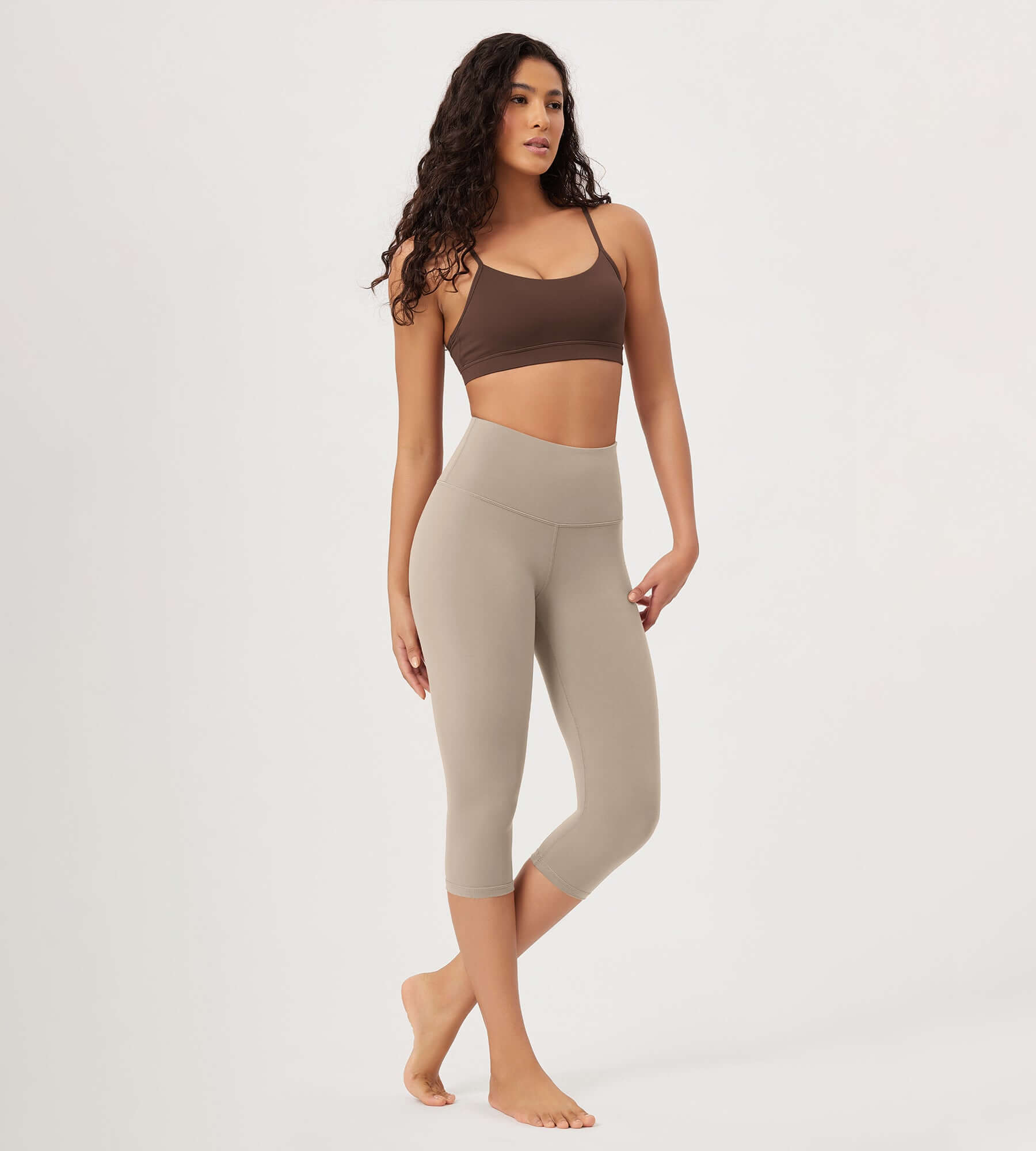 ODLEX 2-Pack 19 High Waist Knee Length Workout Athletic Running Capris Leggings - ododos