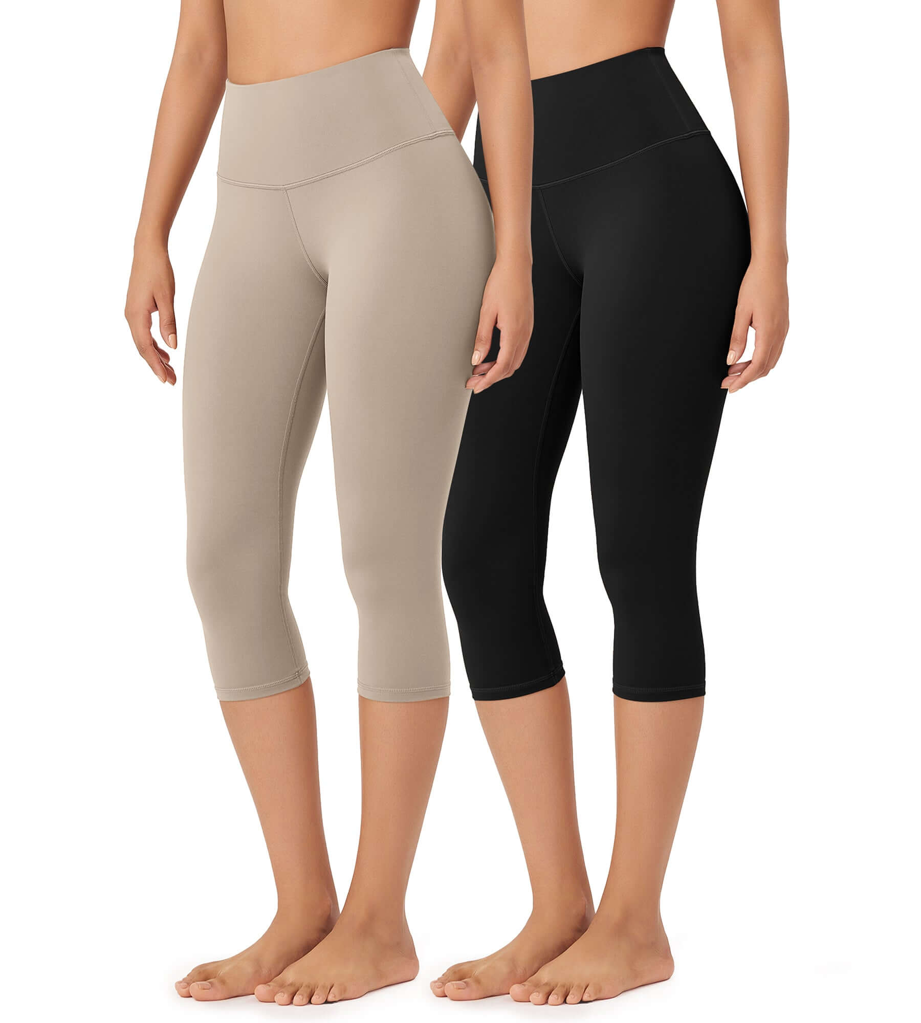 ODLEX 2-Pack 19 High Waist Knee Length Workout Athletic Running Capris Leggings - ododos