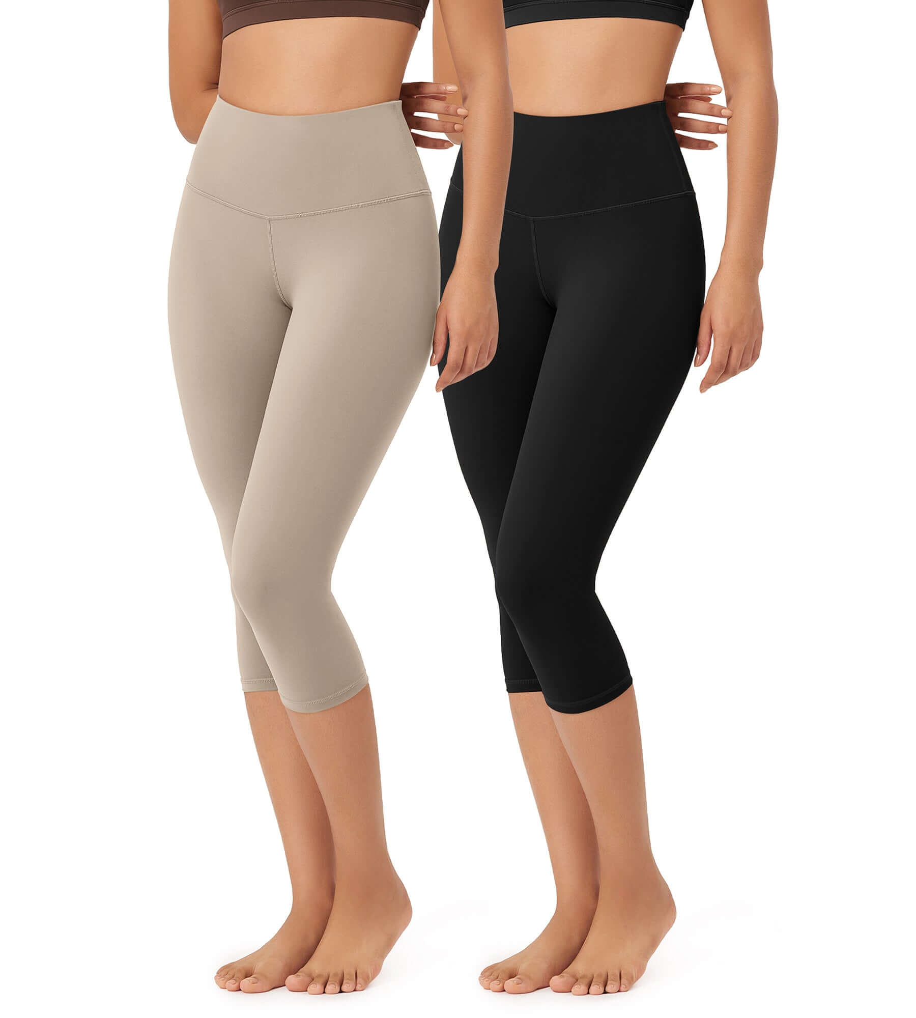 ODLEX 2-Pack 19 High Waist Knee Length Workout Athletic Running Capris Leggings - ododos