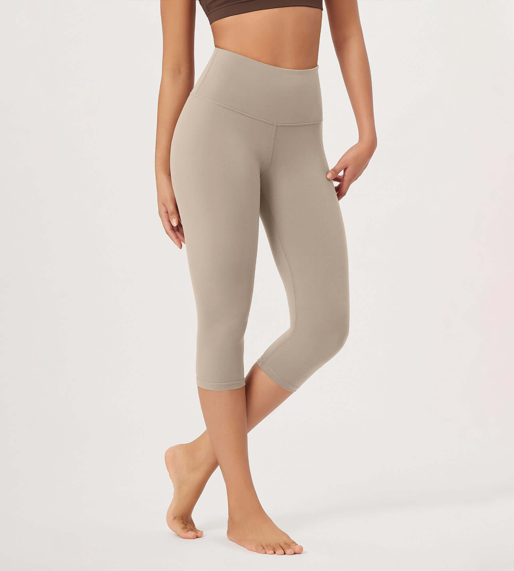 ODLEX 2-Pack 19 High Waist Knee Length Workout Athletic Running Capris Leggings - ododos