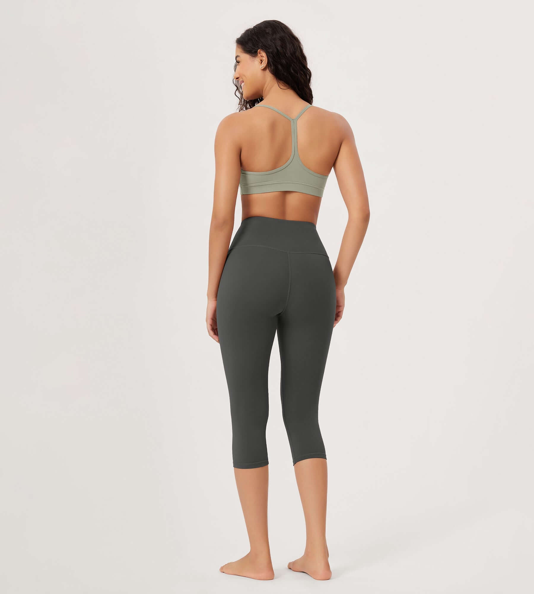 ODLEX 19 High Waist Knee Length Workout Athletic Running Capris Leggings - ododos