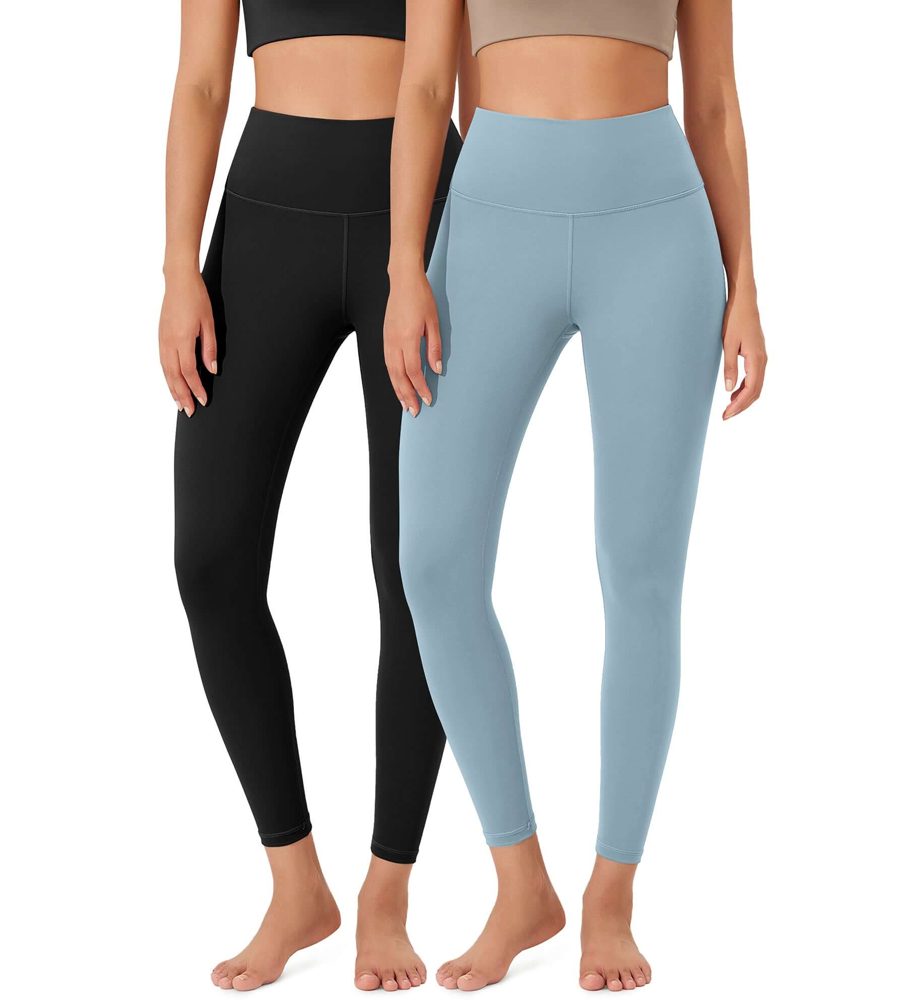 ODLEX 2-Pack 25 High Waist Workout Tummy Control Atheltic Leggings Black+chambray - ododos