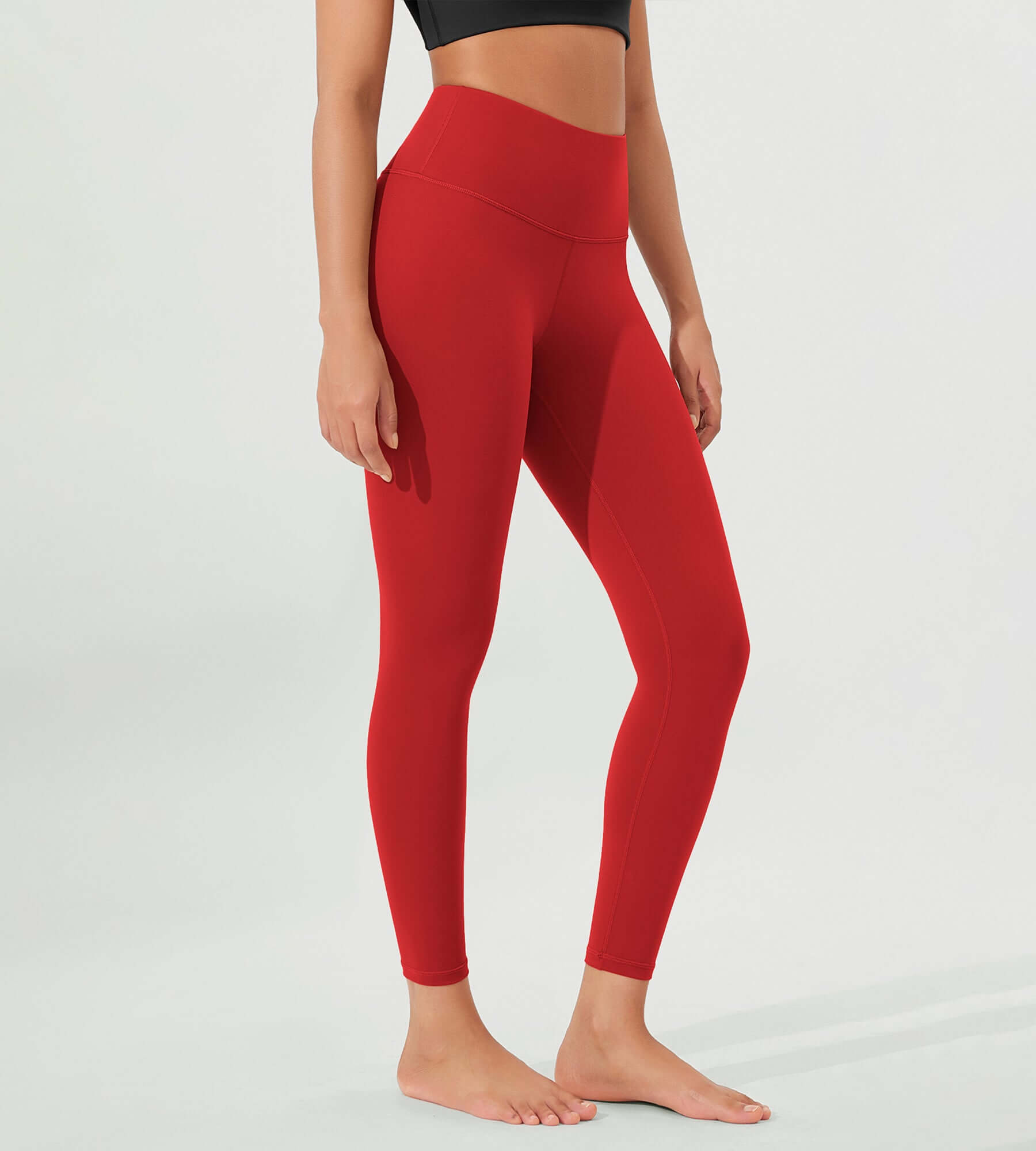 ODLEX 25" High Waist Workout Tummy Control Atheltic Leggings Red - ododos