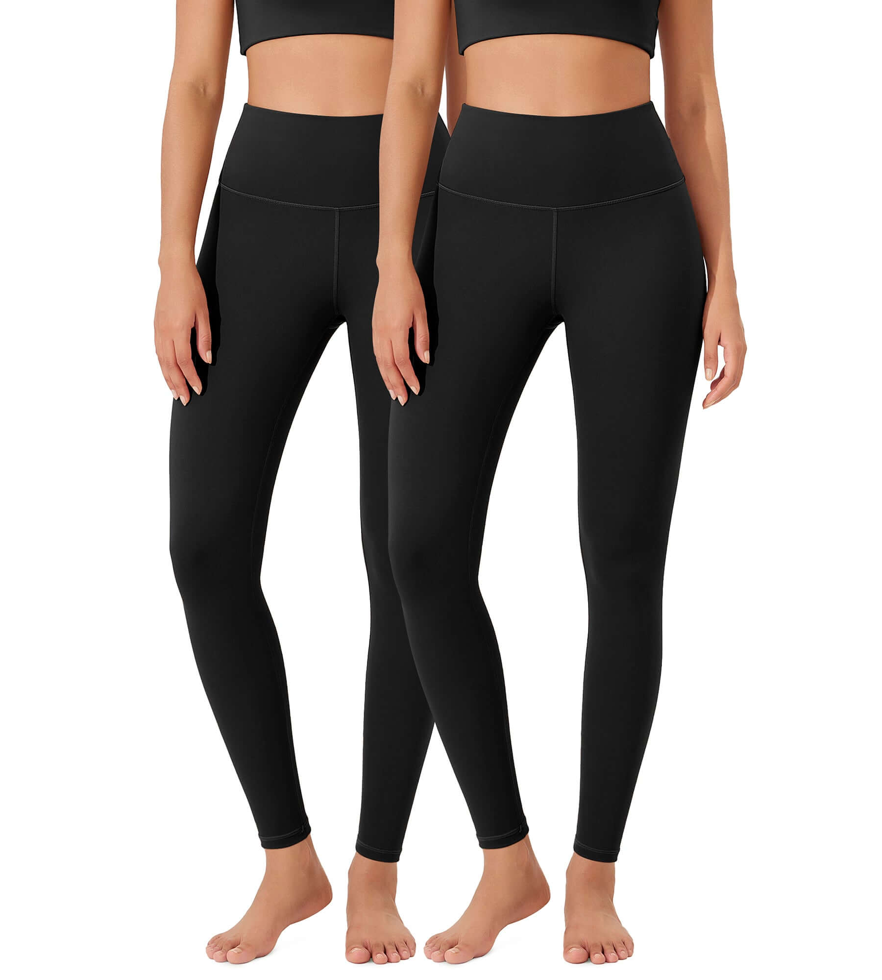 ODLEX 2-Pack 28 High Waist Workout Tummy Control Atheltic Leggings Black+Black - ododos