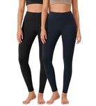 ODLEX 2-Pack 28" High Waist Workout Tummy Control Atheltic Leggings Black+Deep Navy - ododos