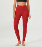 ODLEX 28" High Waist Workout Tummy Control Atheltic Leggings Red - ododos