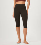 ODCLOUD 14" High Waist Yoga Athletic Running Capris Dark Brown - ododos