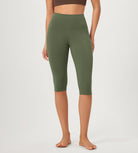 ODCLOUD 14" High Waist Yoga Athletic Running Capris Dark Olive - ododos