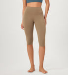 ODCLOUD 14" High Waist Yoga Athletic Running Capris Light Brown - ododos