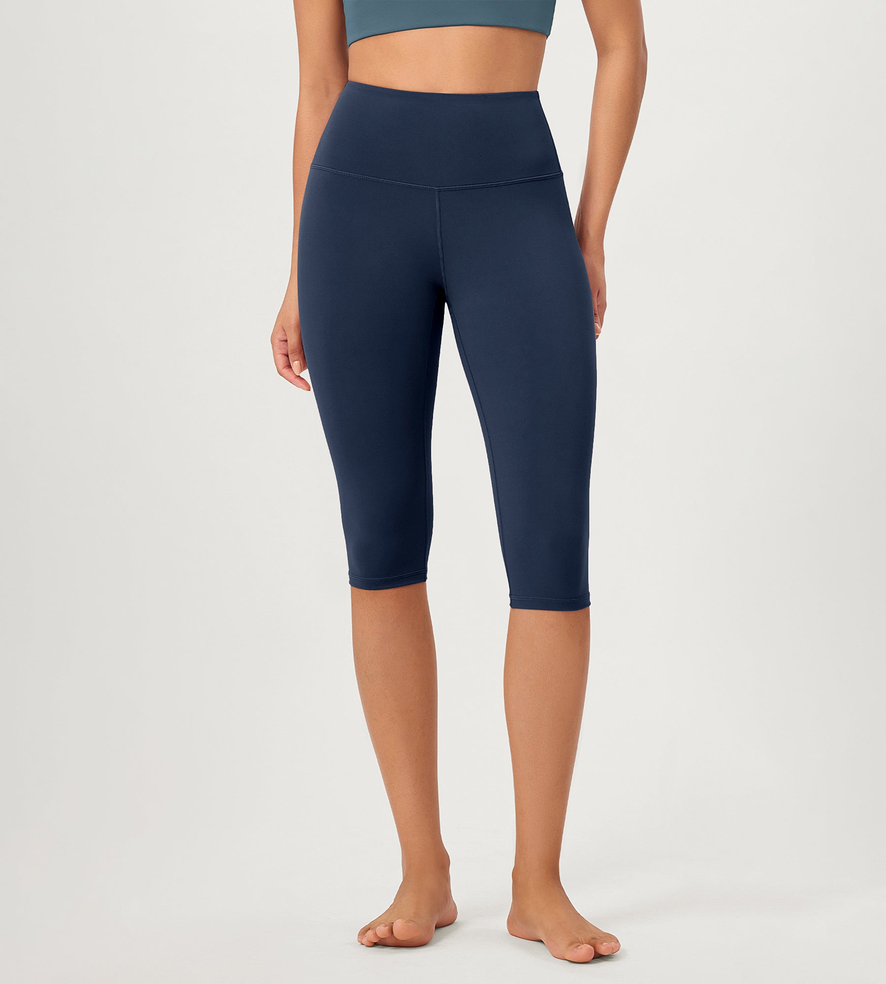 ODCLOUD 14" High Waist Yoga Athletic Running Capris Navy - ododos