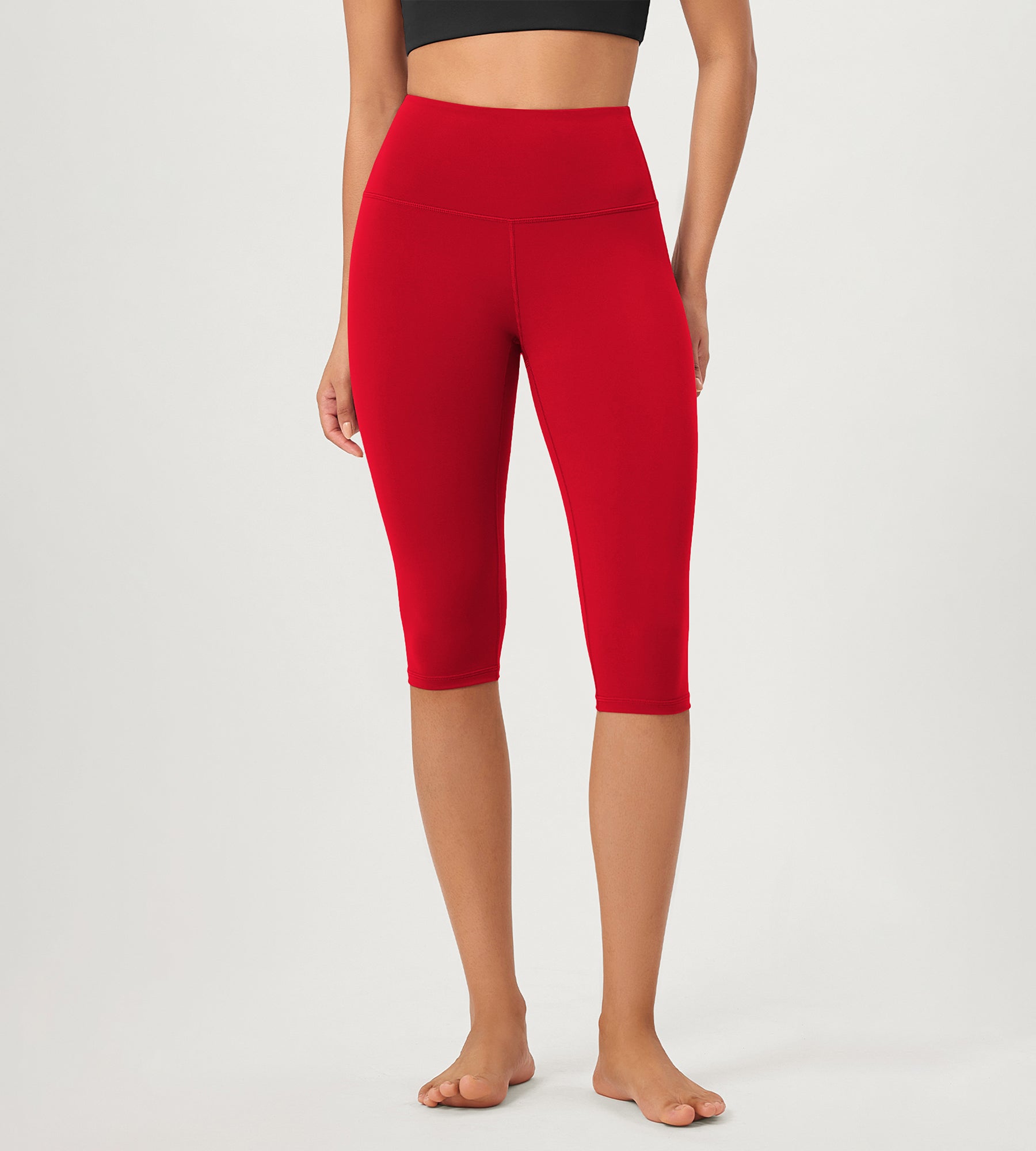 ODCLOUD 14" High Waist Yoga Athletic Running Capris Red - ododos