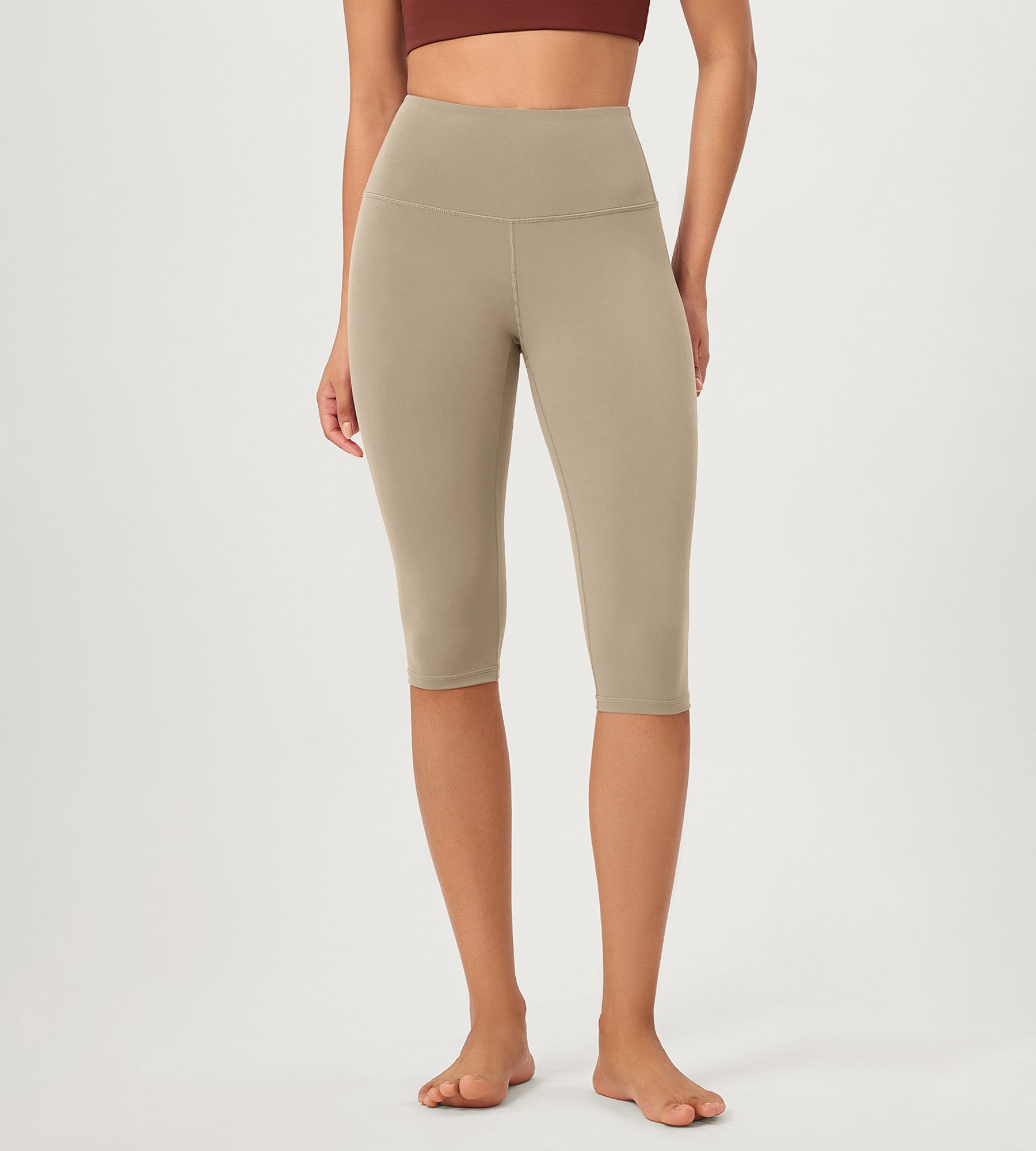 ODCLOUD 14 High Waist Yoga Athletic Running Capris Shaker Beige - ododos