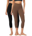 23" ODCLOUD 2-Pack Buttery Soft Lounge Yoga High Waist Yoga Leggings Black+brunette - ododos