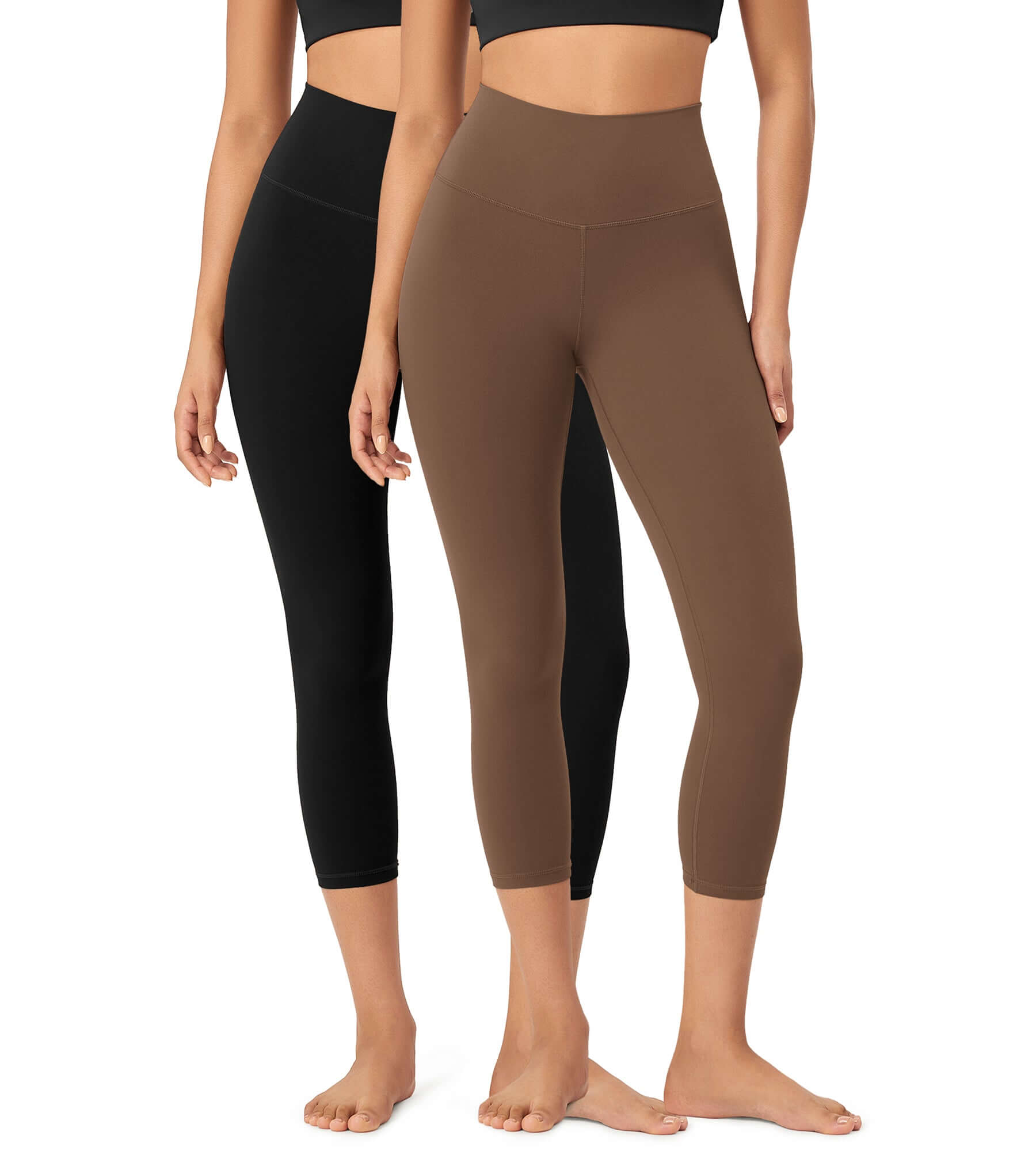 23" ODCLOUD 2-Pack Buttery Soft Lounge Yoga High Waist Yoga Leggings Black+brunette - ododos