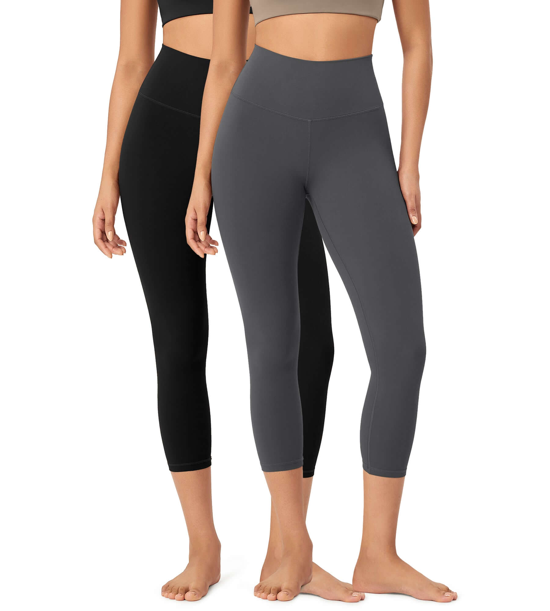 23" ODCLOUD 2-Pack Buttery Soft Lounge Yoga High Waist Yoga Leggings Black+Charcoal - ododos