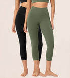 23" ODCLOUD 2-Pack Buttery Soft Lounge Yoga High Waist Yoga Leggings Black+dark Olive - ododos