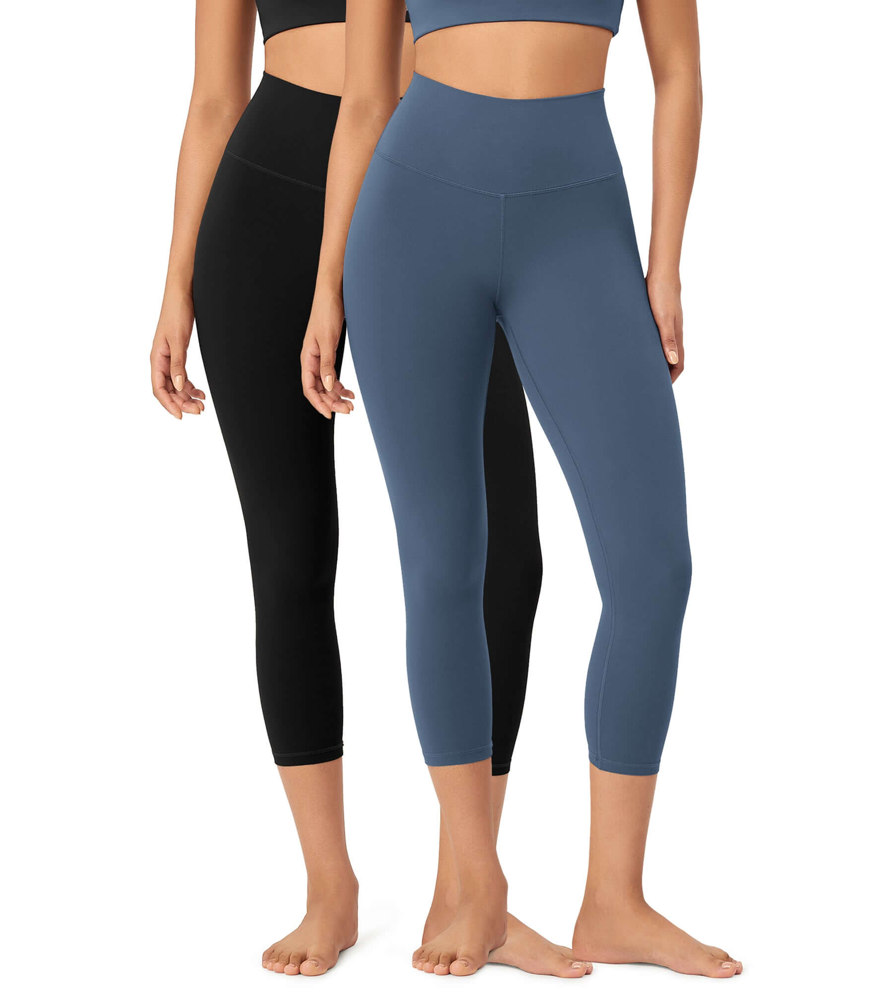 23" ODCLOUD 2-Pack Buttery Soft Lounge Yoga High Waist Yoga Leggings Black+Ink Blue - ododos