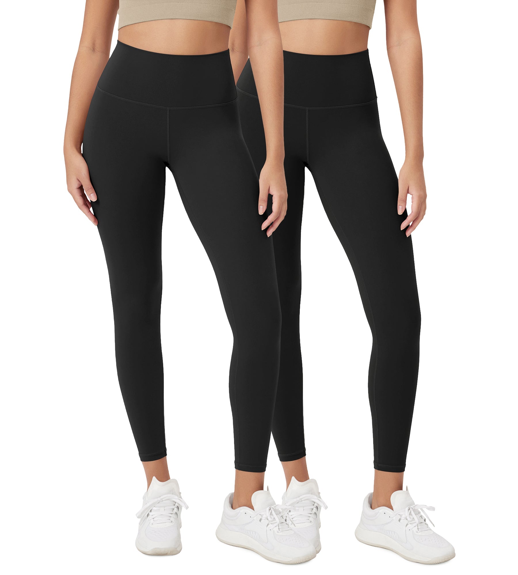 ODCLOUD 2-Pack 25 High Waist Lounge Yoga Leggings Black+Black - ododos