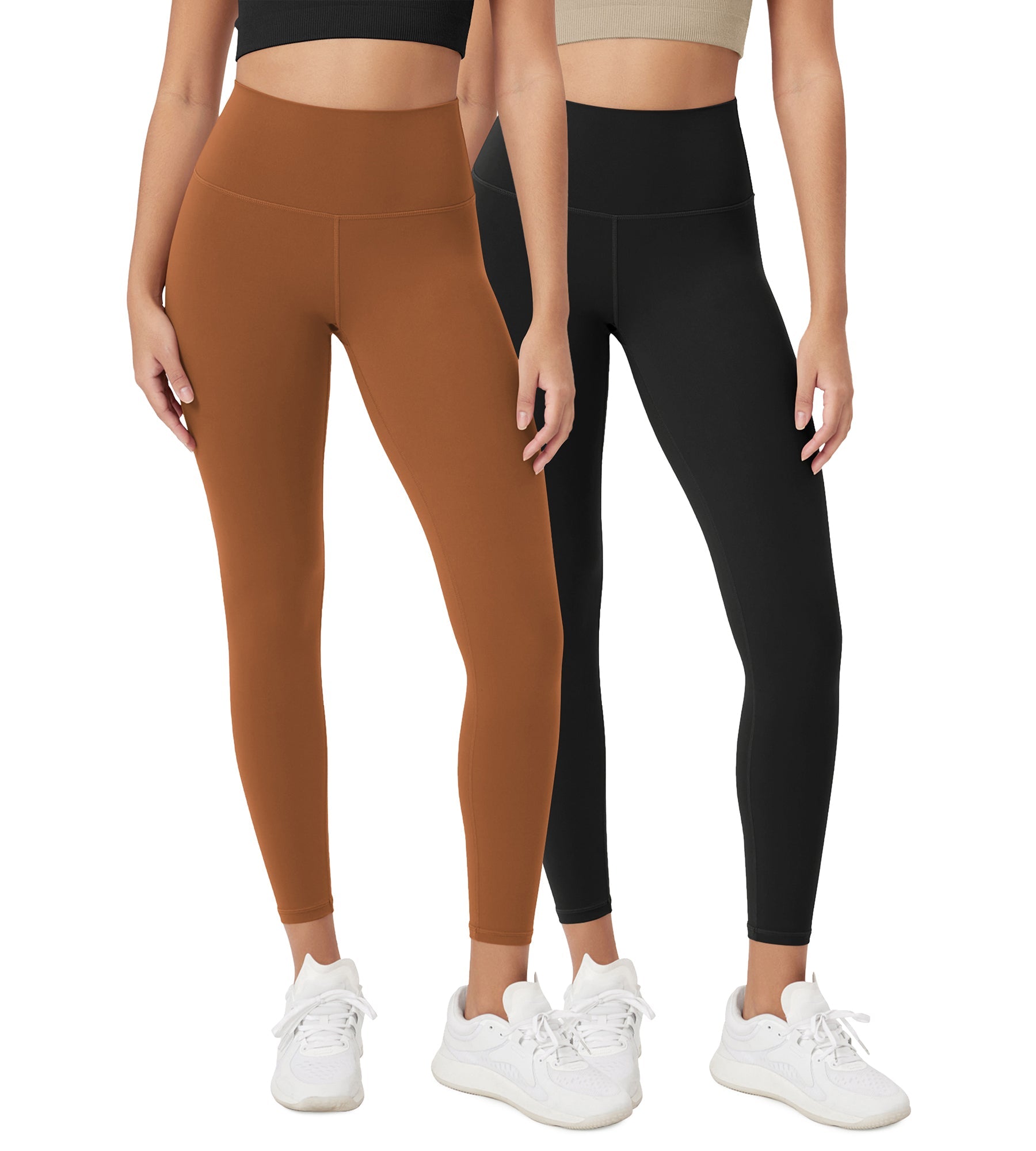 ODCLOUD 2-Pack 25 High Waist Lounge Yoga Leggings Black+Caramel - ododos