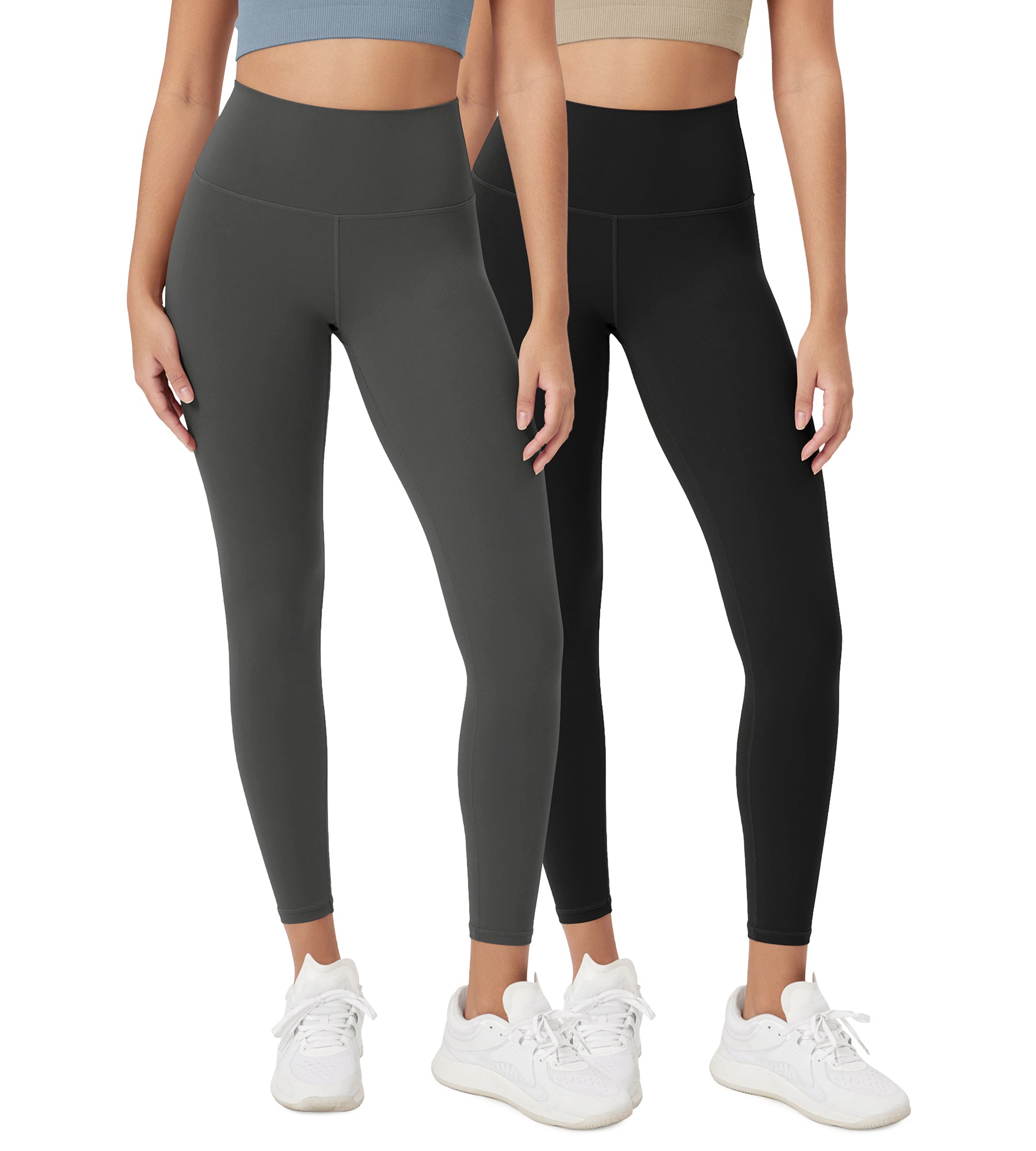 ODCLOUD 2-Pack 25" High Waist Lounge Yoga Leggings Black+Charcoal - ododos