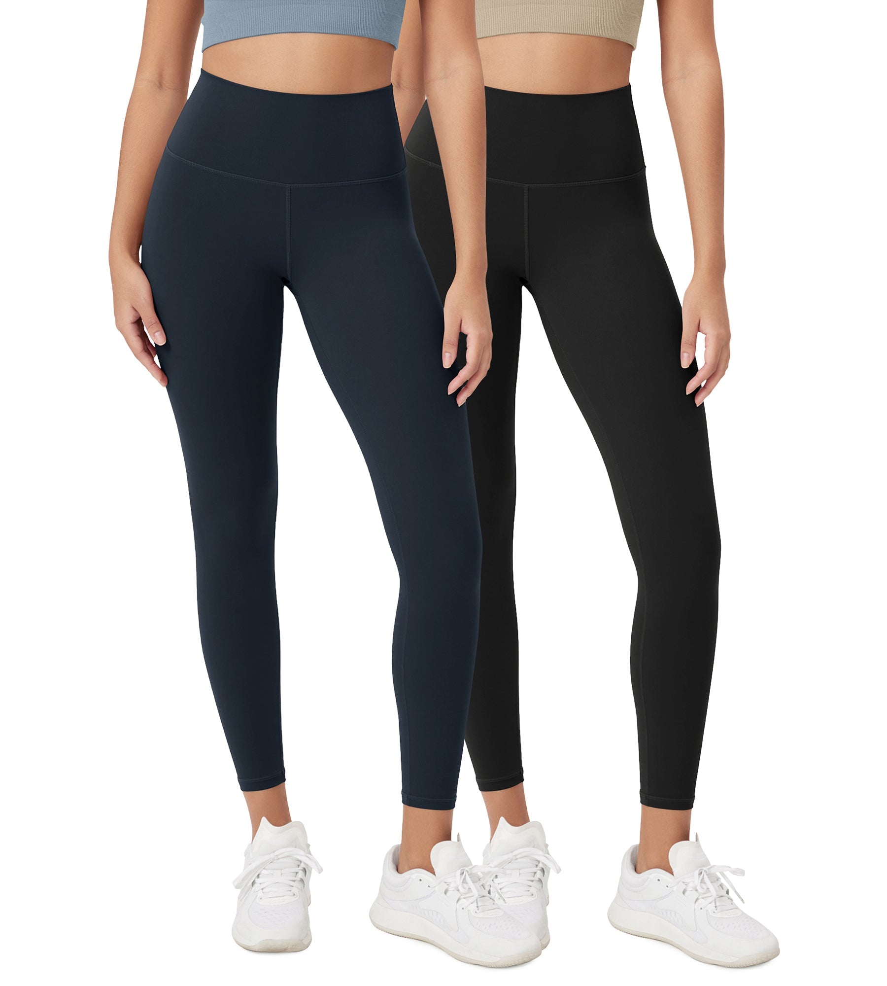 ODCLOUD 2-Pack 25 High Waist Lounge Yoga Leggings Black+Deep Navy - ododos