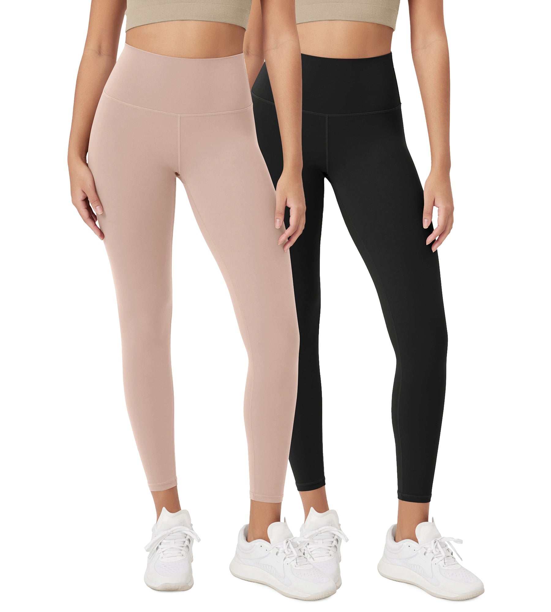 ODCLOUD 2-Pack 25 High Waist Lounge Yoga Leggings Black+Dusty Pink - ododos