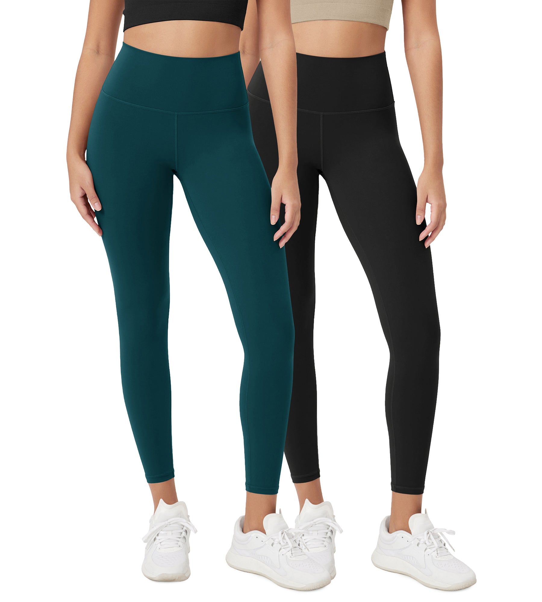 ODCLOUD 2-Pack 25" High Waist Lounge Yoga Leggings Black+Forest Teal - ododos