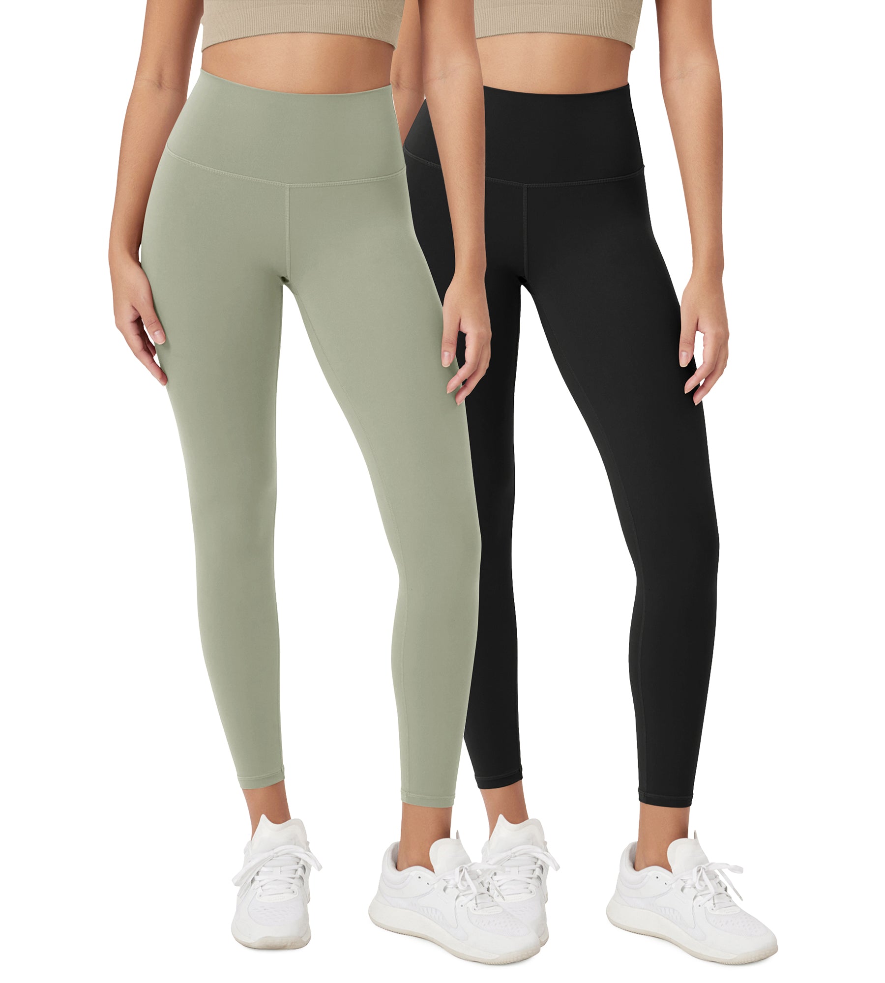 ODCLOUD 2-Pack 25 High Waist Lounge Yoga Leggings Black+Lime Stone - ododos